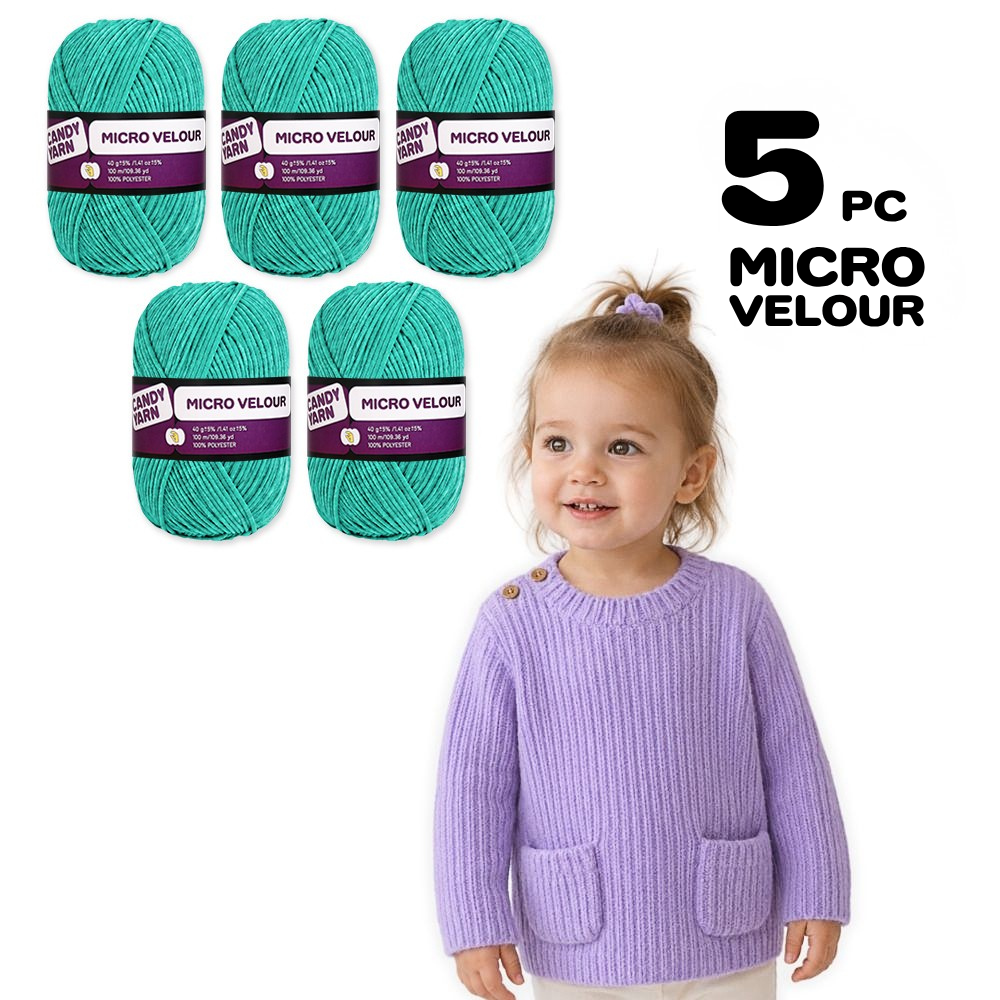 Candy-yarn Micro Velour, 5 Pack of 1.41 oz / 109 yds