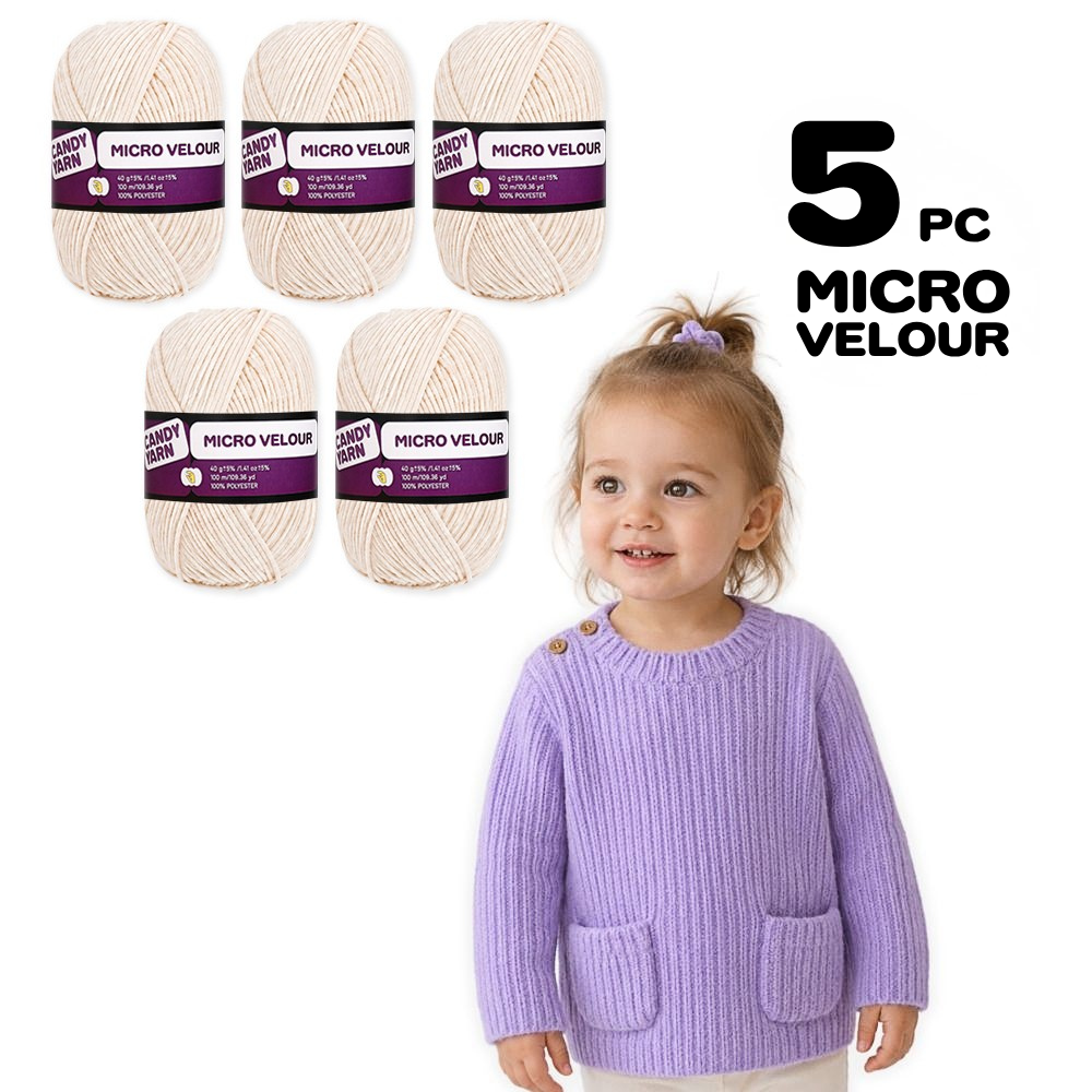 Candy-yarn Micro Velour, 5 Pack of 1.41 oz / 109 yds
