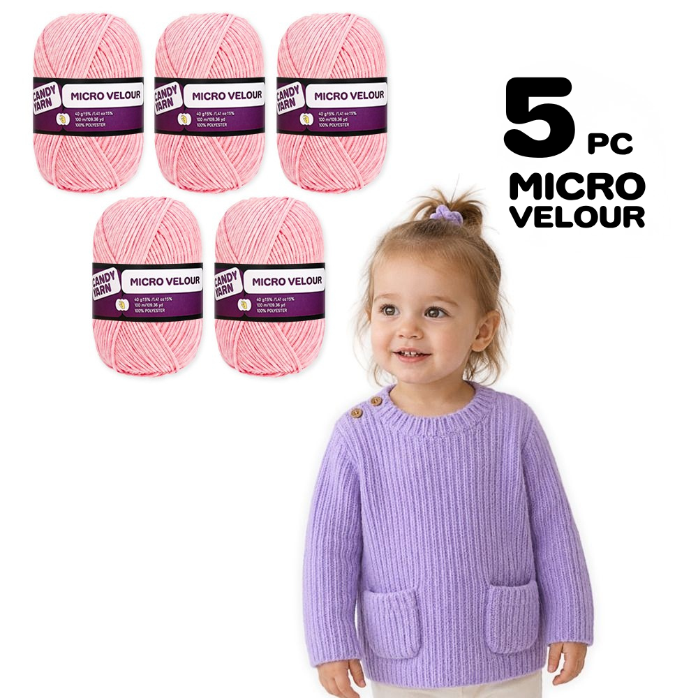 Candy-yarn Micro Velour, 5 Pack of 1.41 oz / 109 yds