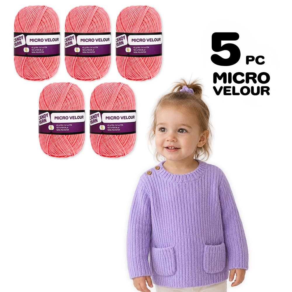 Candy-yarn Micro Velour, 5 Pack of 1.41 oz / 109 yds