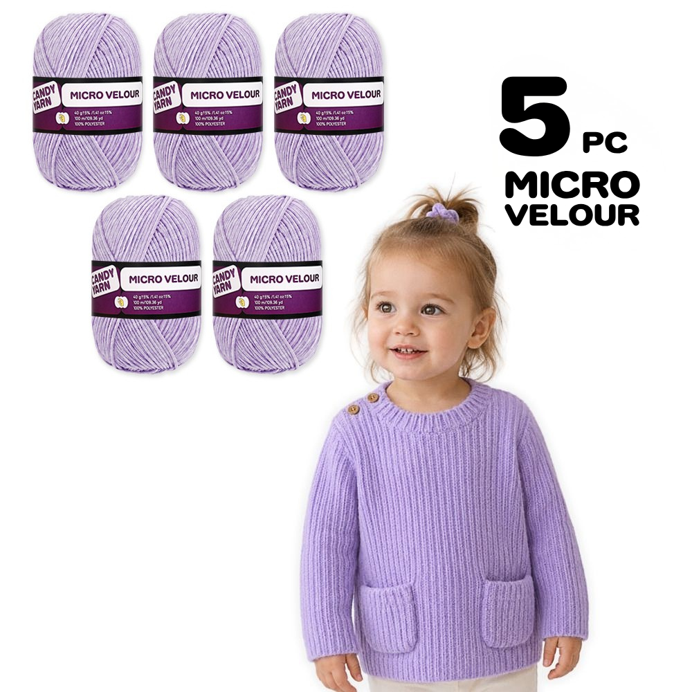 Candy-yarn Micro Velour, 5 Pack of 1.41 oz / 109 yds