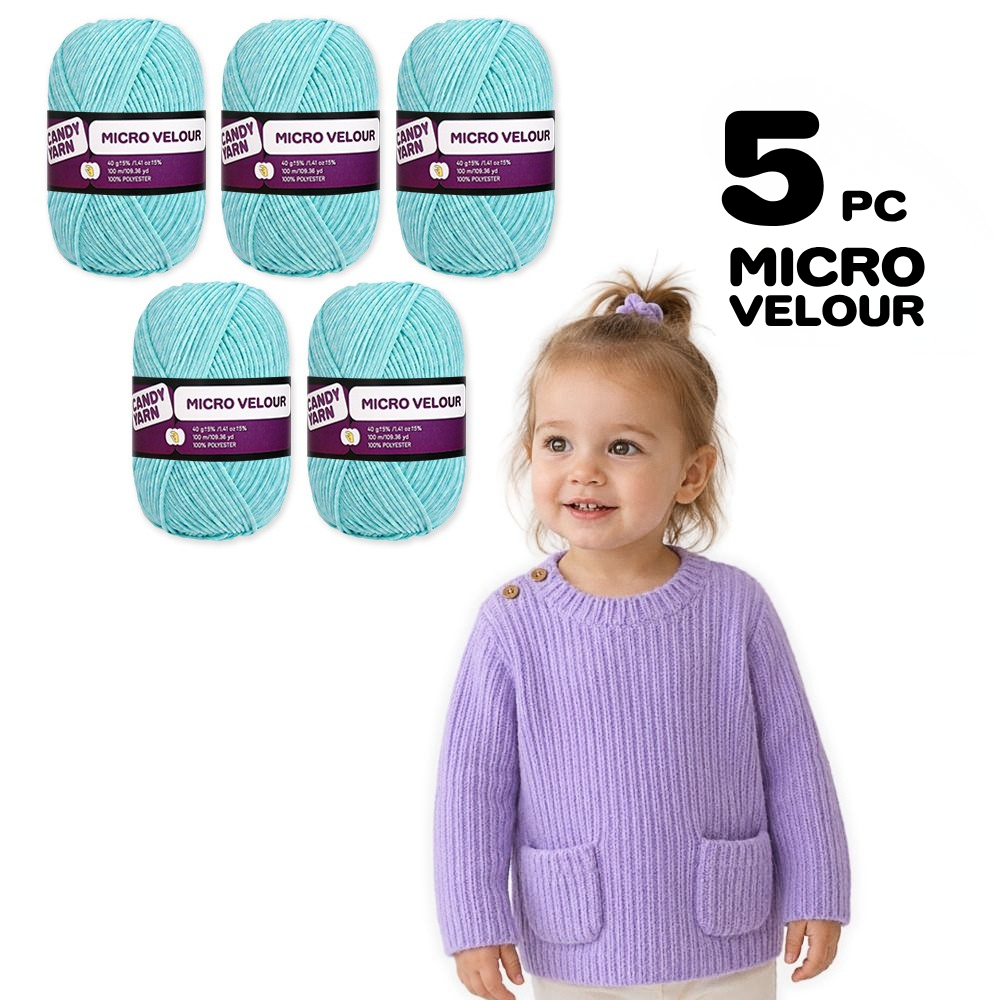 Candy-yarn Micro Velour, 5 Pack of 1.41 oz / 109 yds