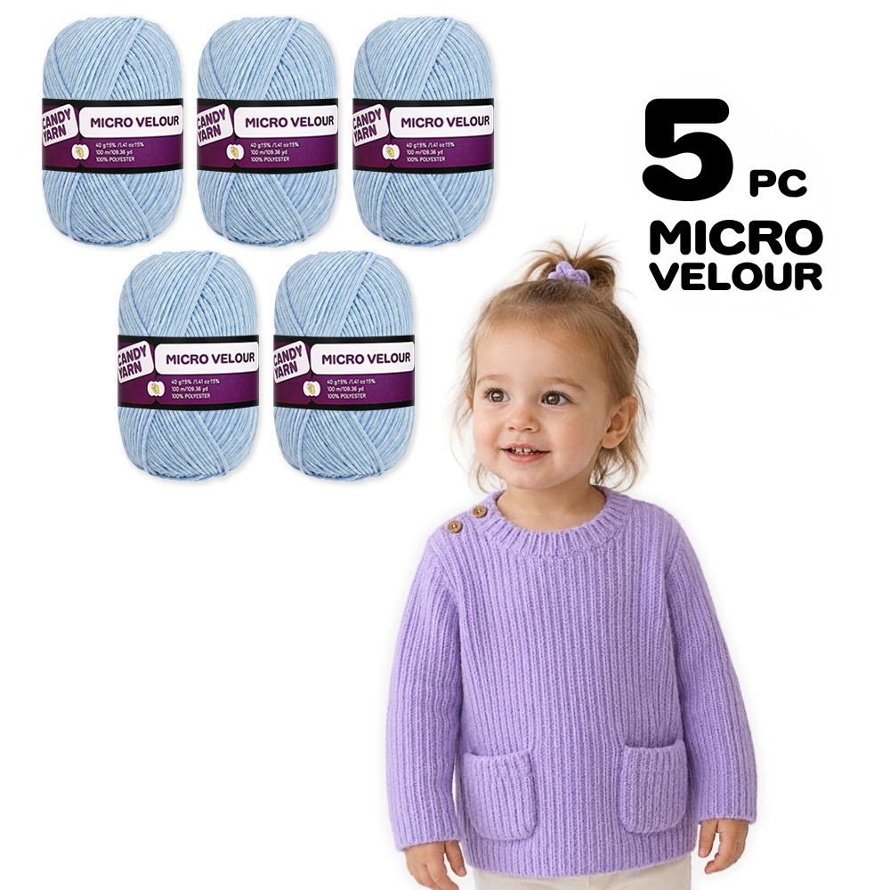 Candy-yarn Micro Velour, 5 Pack of 1.41 oz / 109 yds