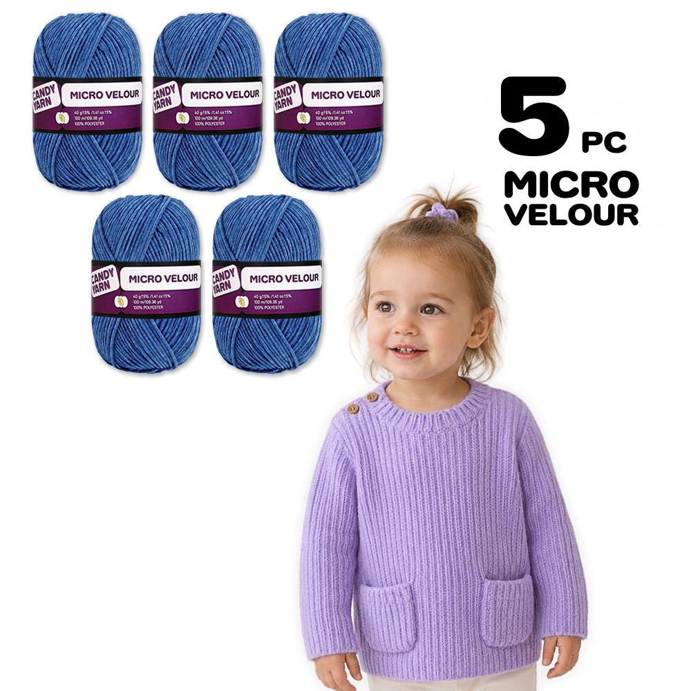 Candy-yarn Micro Velour, 5 Pack of 1.41 oz / 109 yds