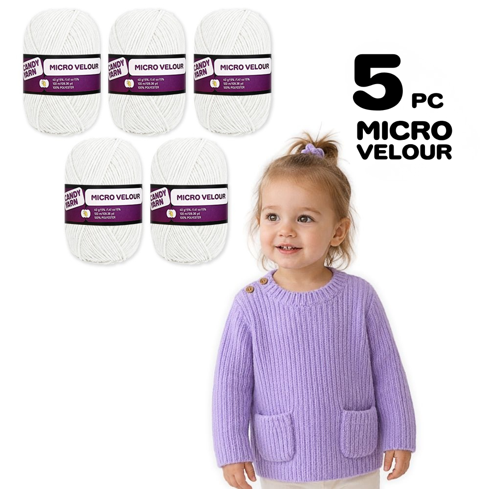 Candy-yarn Micro Velour, 5 Pack of 1.41 oz / 109 yds