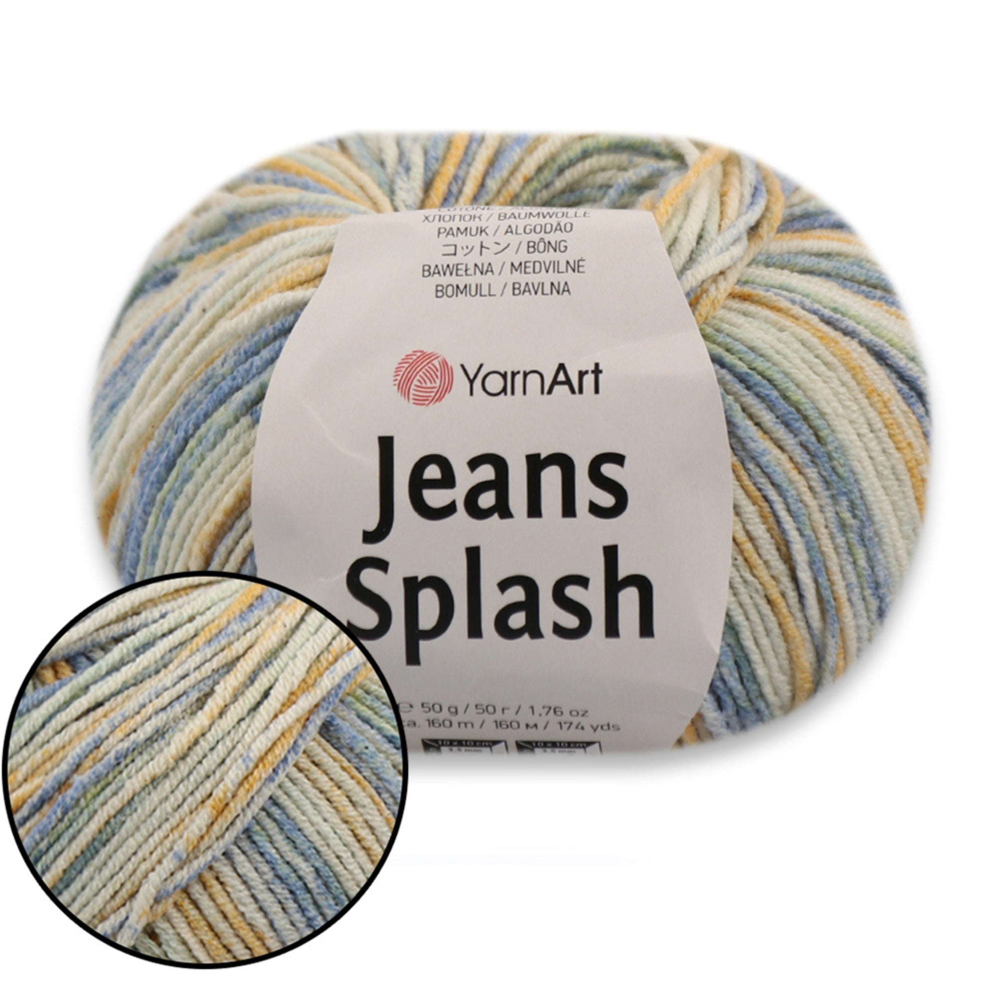YarnArt Jeans Splash, 8 colors, 1.76 oz / 174 yds