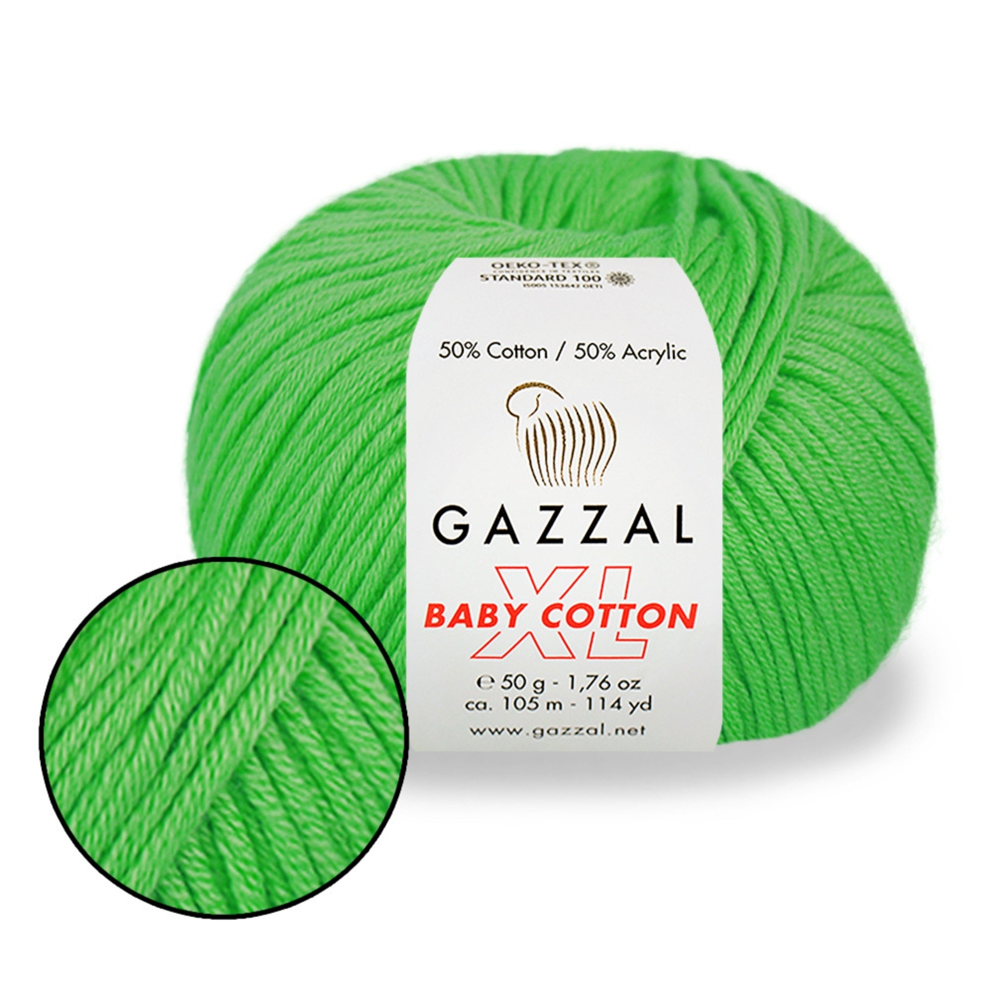 Gazzal Baby Cotton XL, 29 colors, 1.76 oz / 114 yds