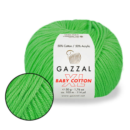 Gazzal Baby Cotton XL, 29 colors, 1.76 oz / 114 yds