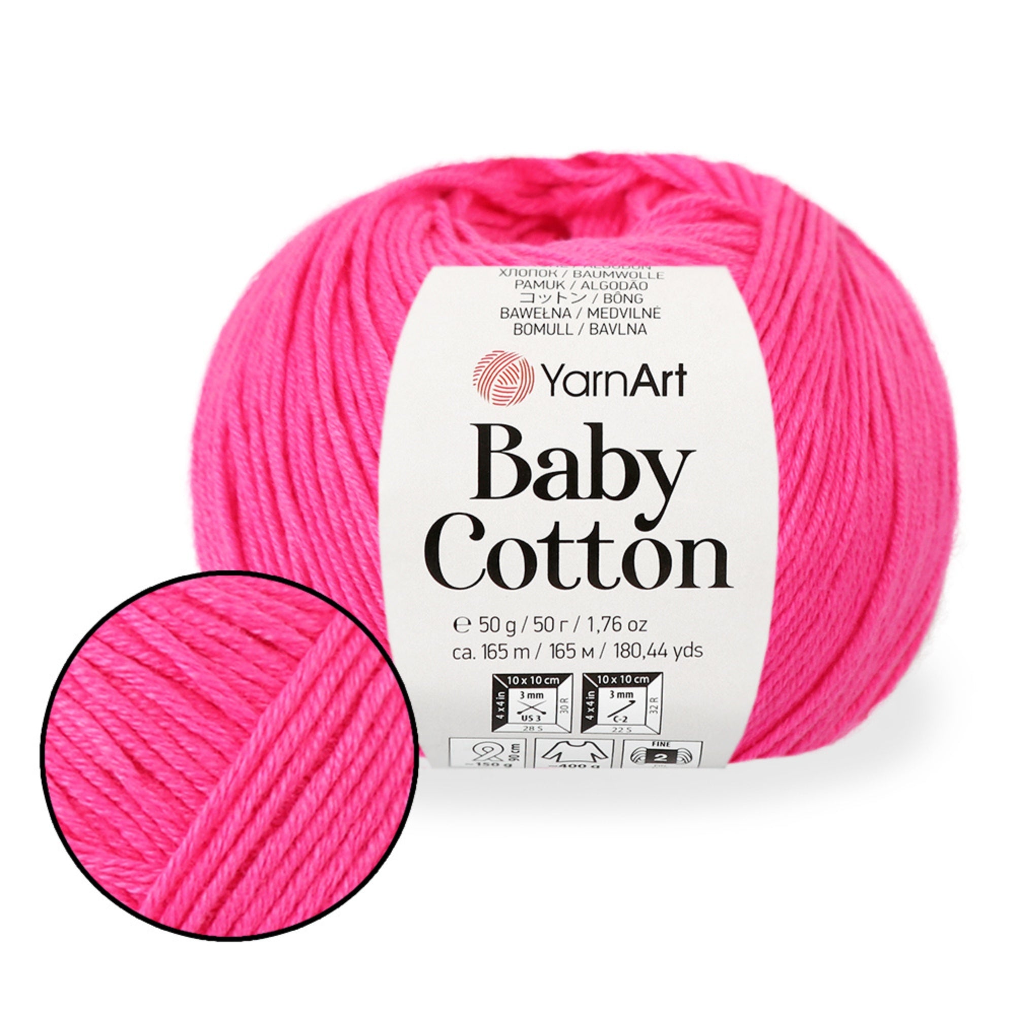 Yarnart Baby Cotton, 13 colors, 1.76 oz / 180 yds