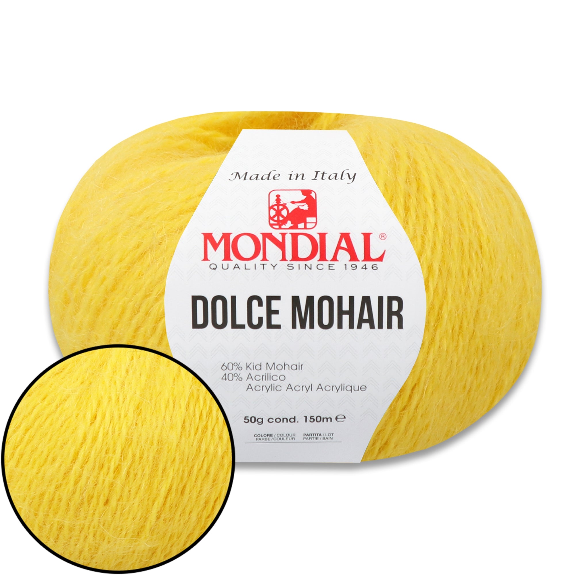Mondial Dolce Mohair, 27 colors, 1.76 oz / 164 yds