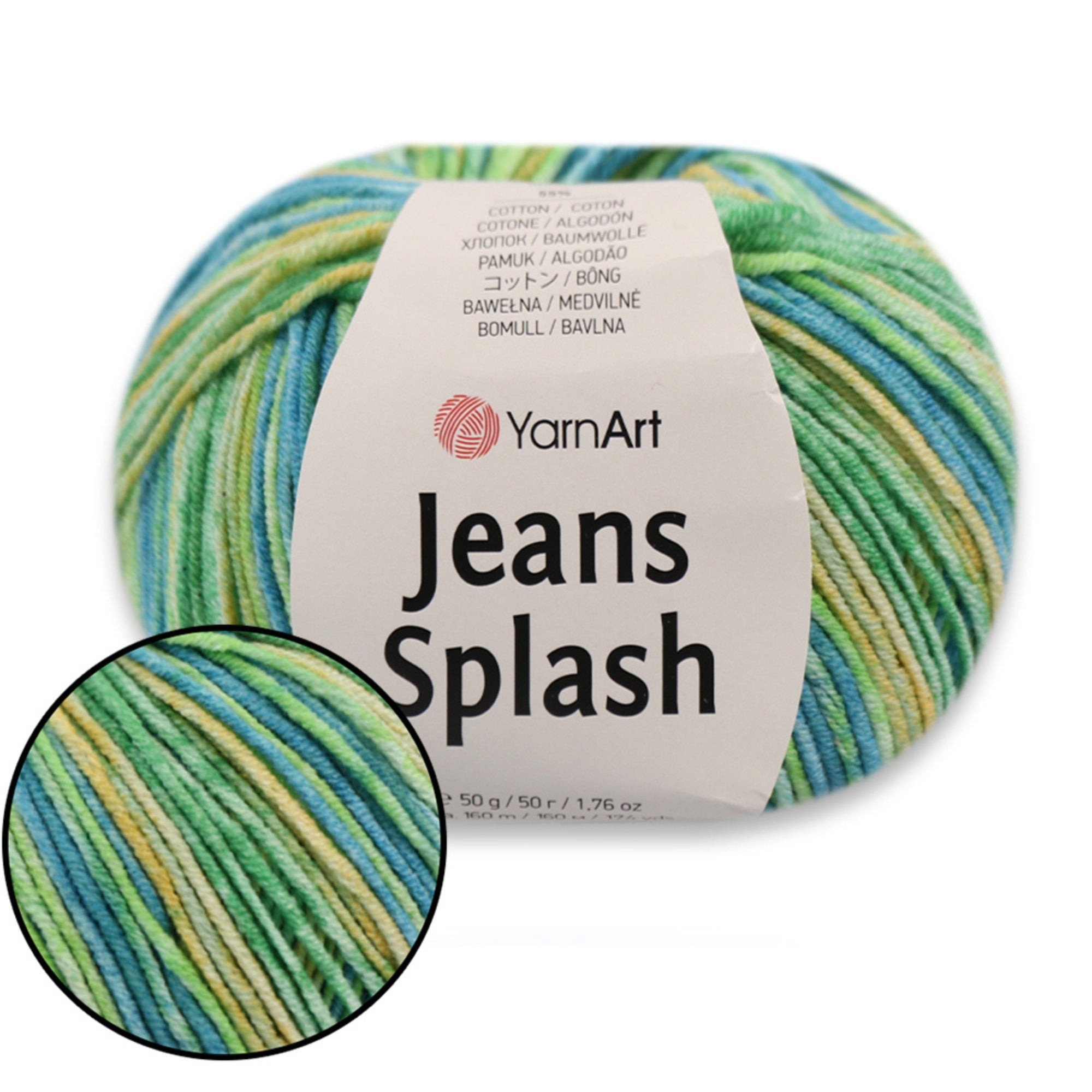 YarnArt Jeans Splash, 8 colors, 1.76 oz / 174 yds