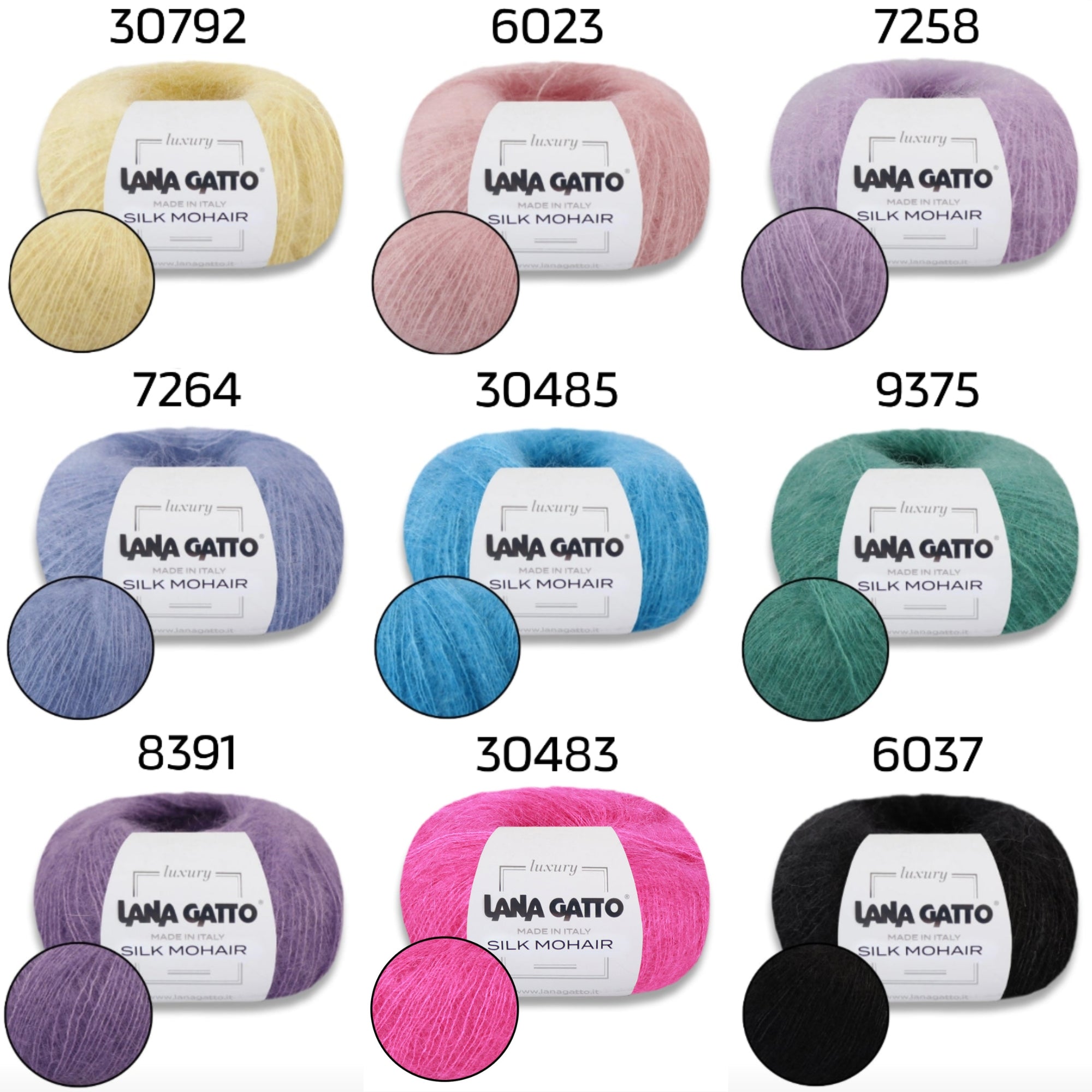 Lana Gatto Silk Mohair, 17 colors, 0.88 oz / 230 yds