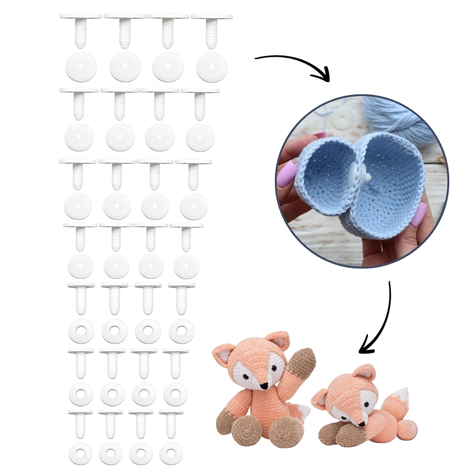 28 Set Doll Joints Assorted Size White Plastic Animal Joints Bear Making Accessories for Doll Making Limbs and Head Joints