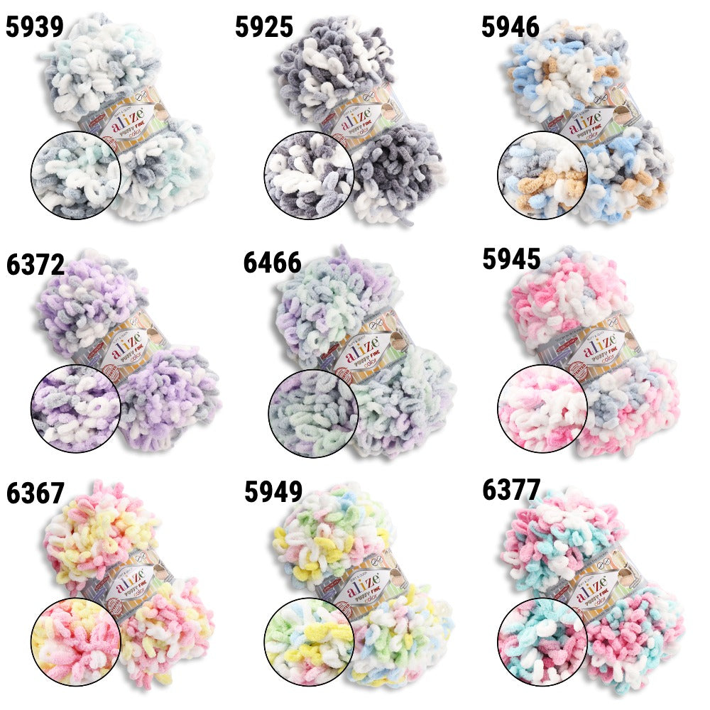 Alize Puffy Fine Color, 19 colors, 3.5 oz / 15.3 yds