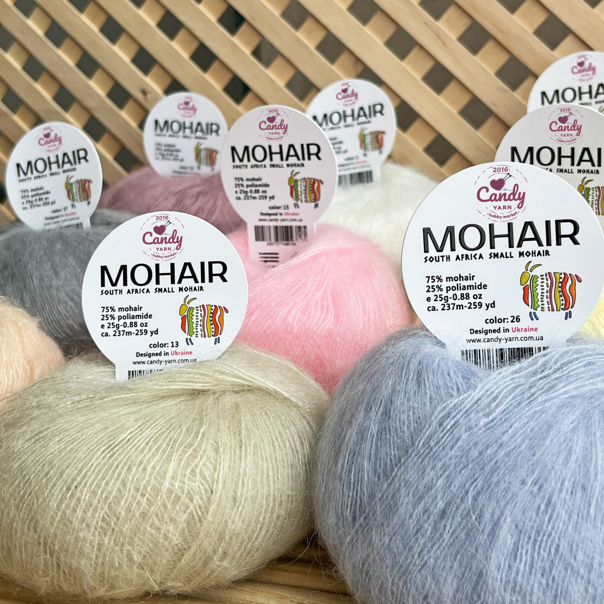 Candy-Yarn Mohair, 10 colors, 0.99 oz / 259 yards