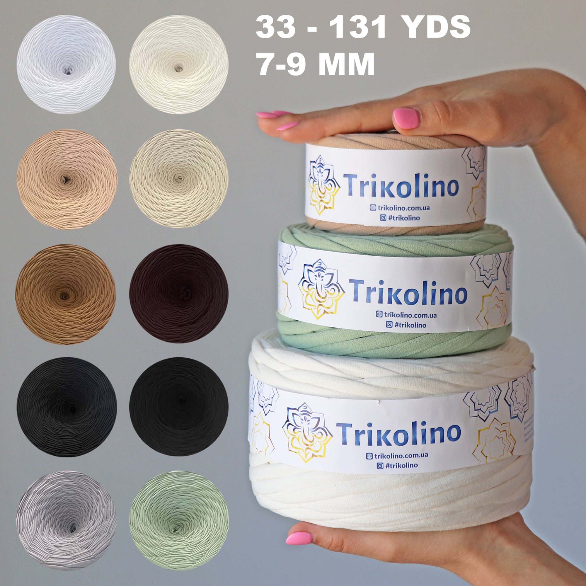 Trikolino 7-9 mm, 10 Colors, 30-120 m / 33-131 yds