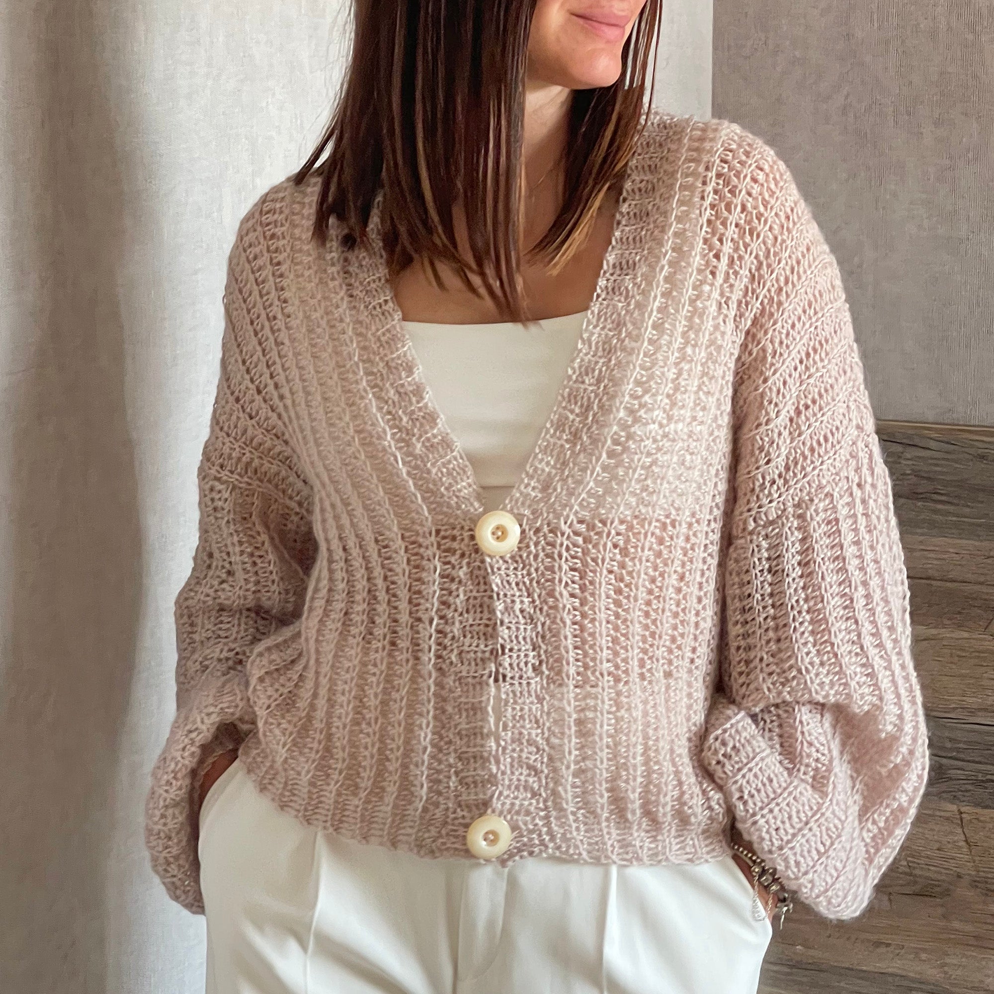 BLOW KISS CARDIGAN Crochet Pattern (skill level beginner)