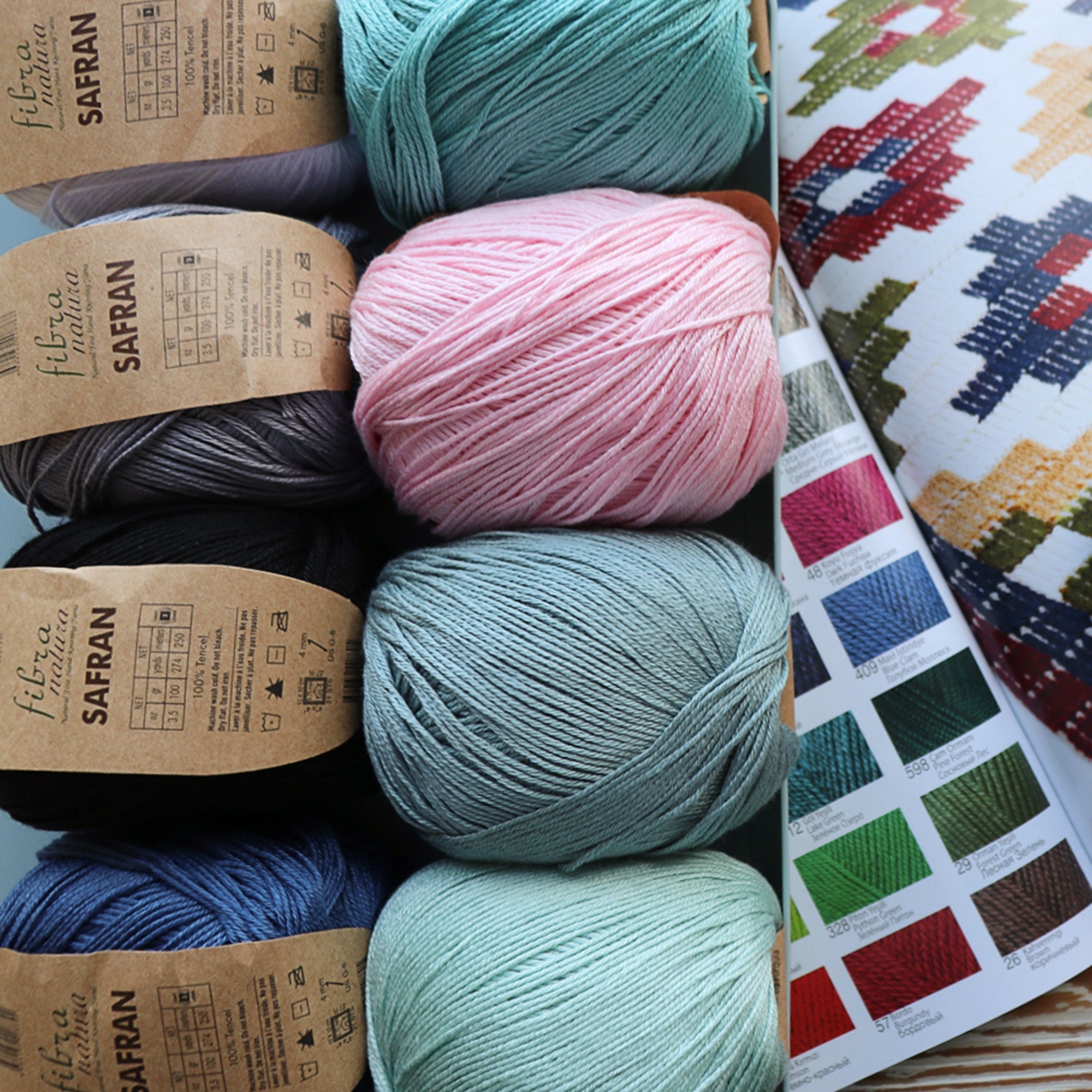 FibraNatura Safran, 8 colors, 1.76 oz / 175 yds