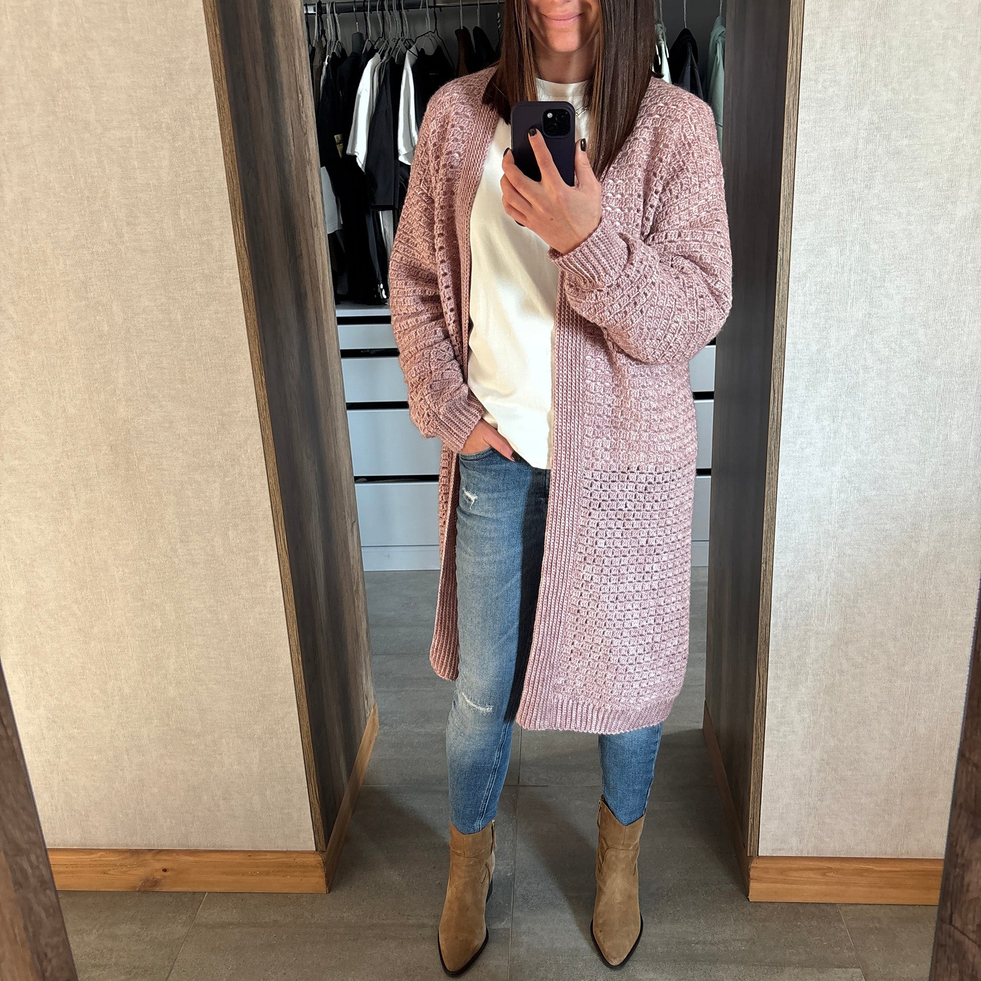 PINK MIST CARDIGAN Crochet Pattern (skill level inetrmediate)