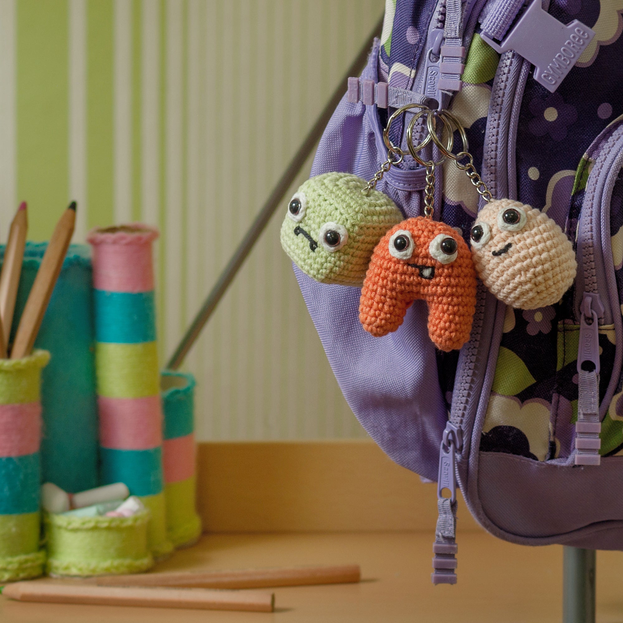 MONSTERS KEYCHAIN 3-IN-1 Crochet Pattern (skill level Beginner)