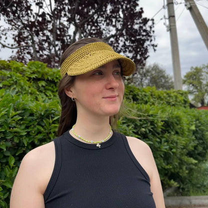 Crochet Pattern Summer Raffia, US standard terms, Skill level Visor basic stitches