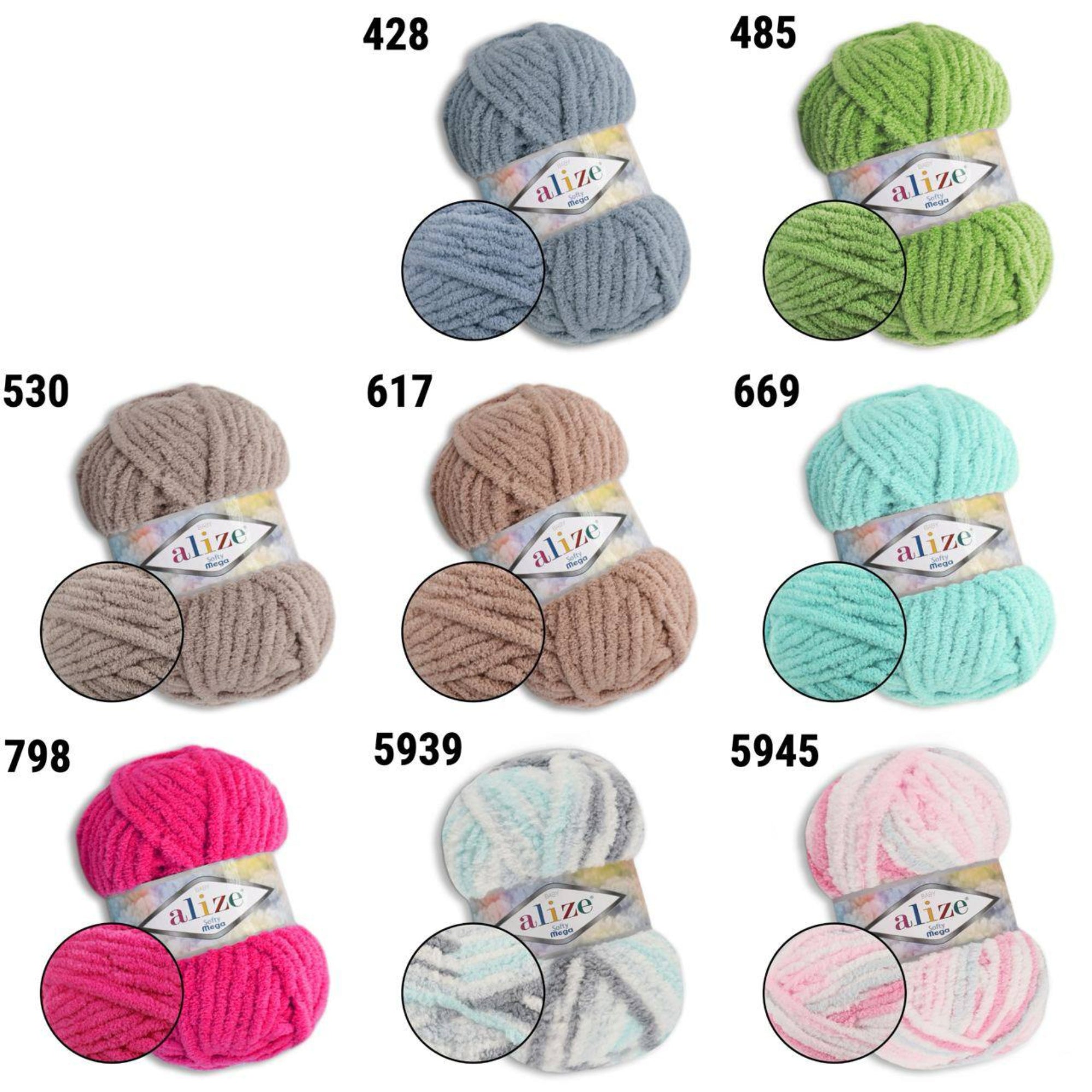 Alize Softy Mega, 34 colors, 3.5 oz / 131 yds