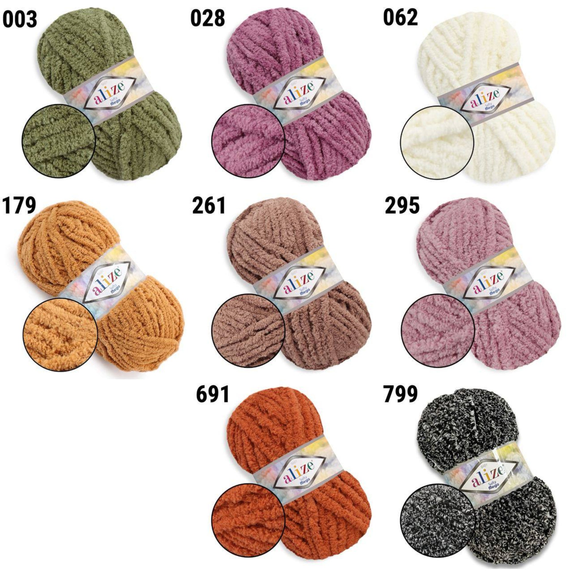 Alize Softy Mega, 34 colors, 3.5 oz / 131 yds