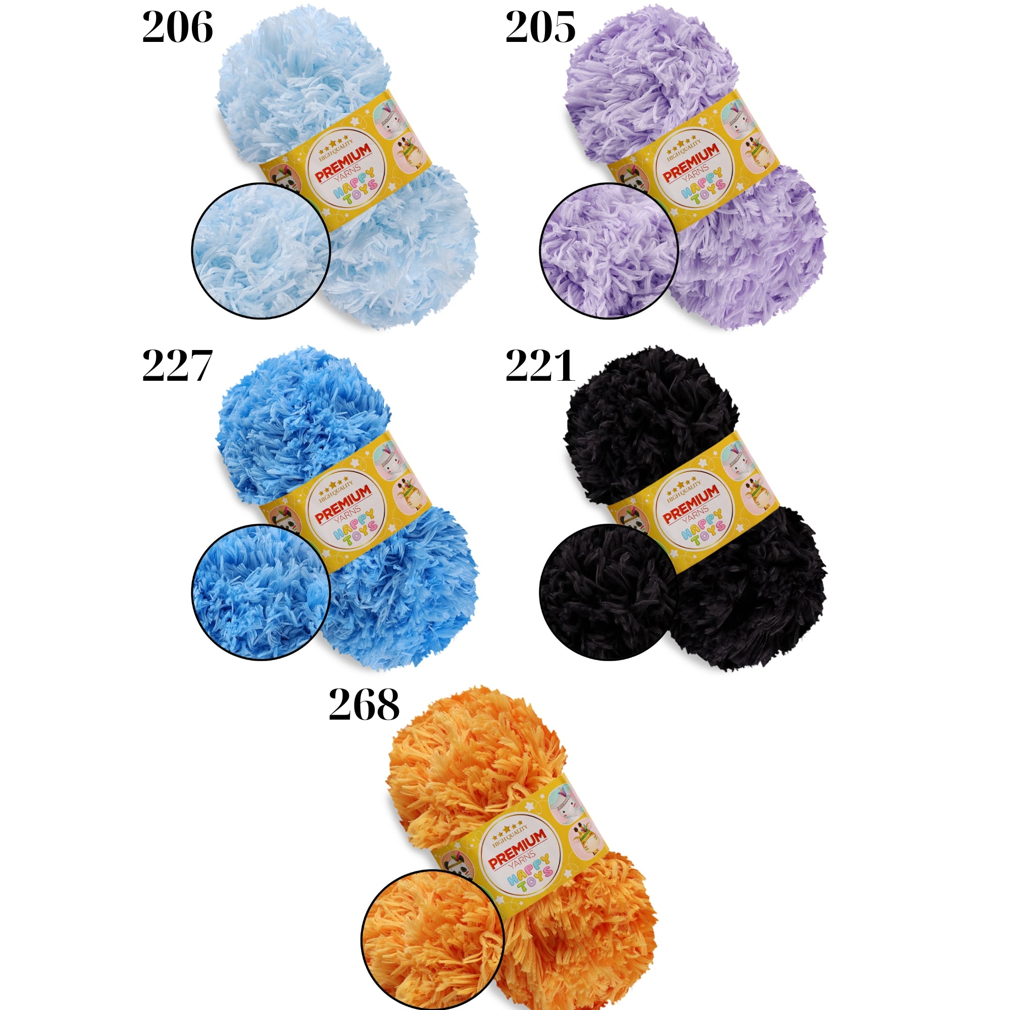 Premium Yarn Happy Toys, 5 colors, 3.5 oz / 44 yds