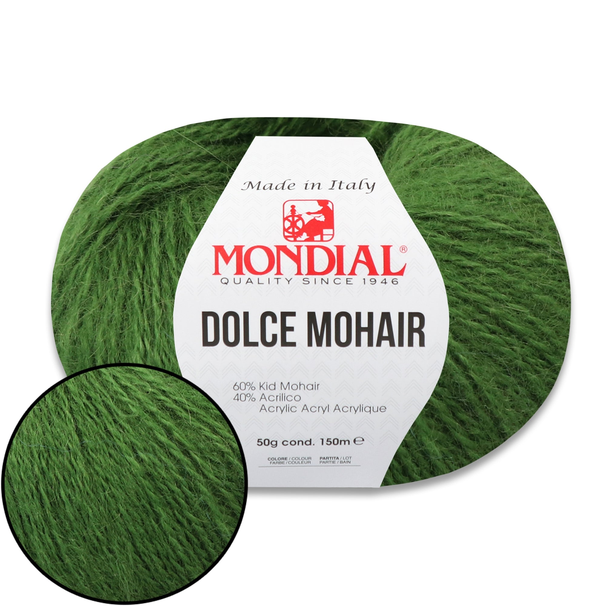 Mondial Dolce Mohair, 27 colors, 1.76 oz / 164 yds