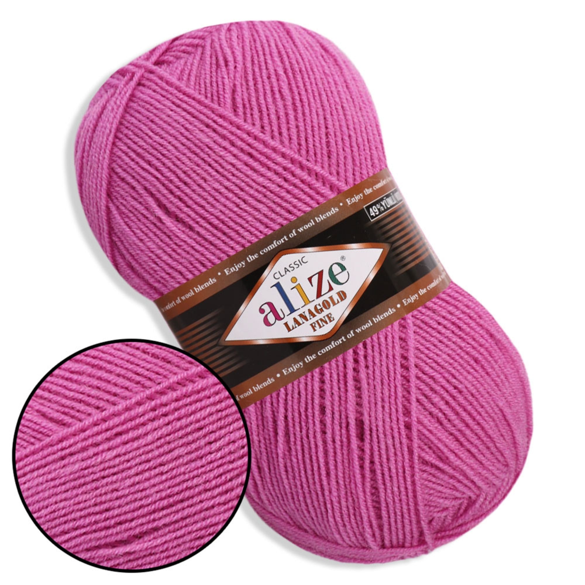 Alize LanaGold Fine, 31 colors, 3.53 oz / 426 yds