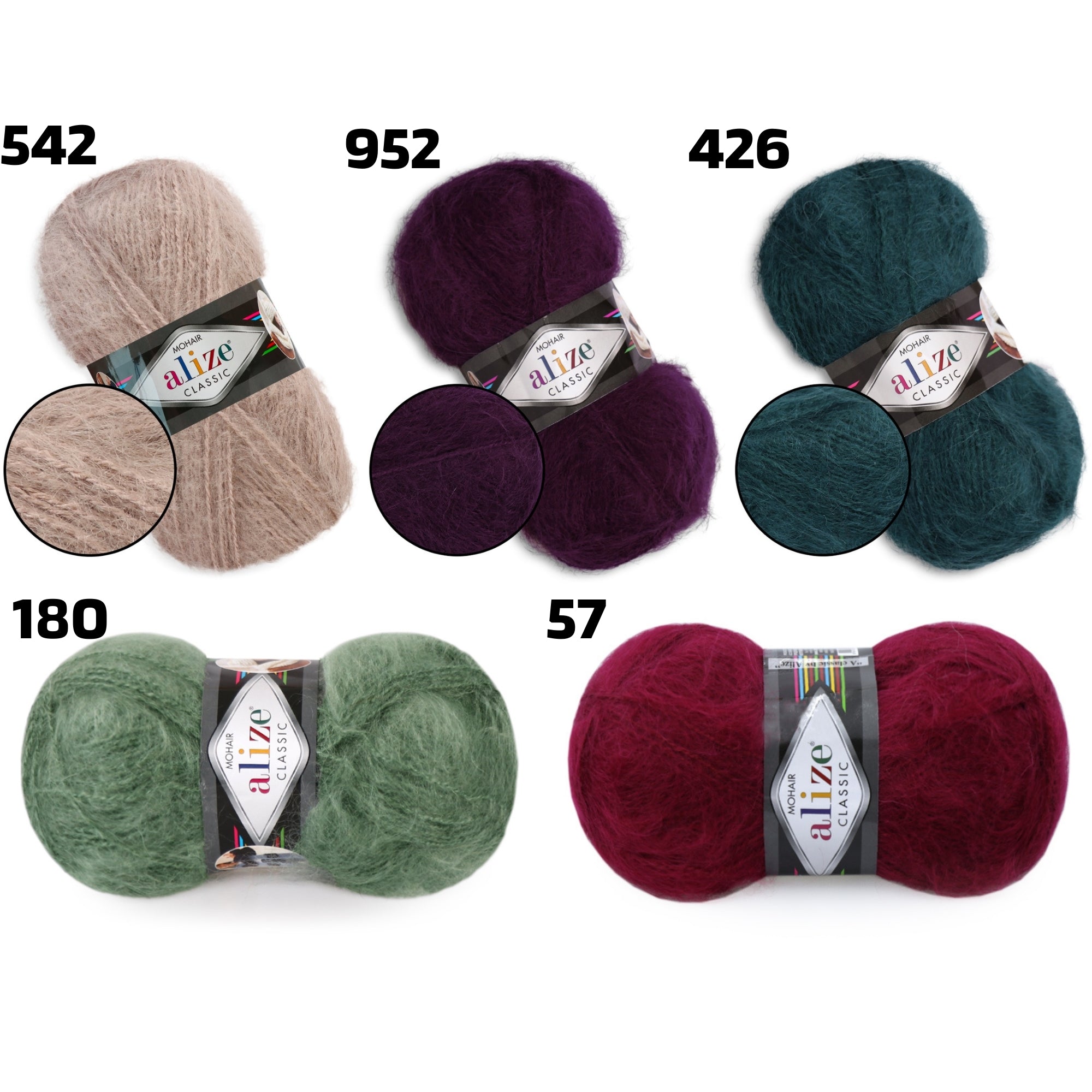 Alize Mohair Classic, 17 colors, 3.53 oz / 219 yds