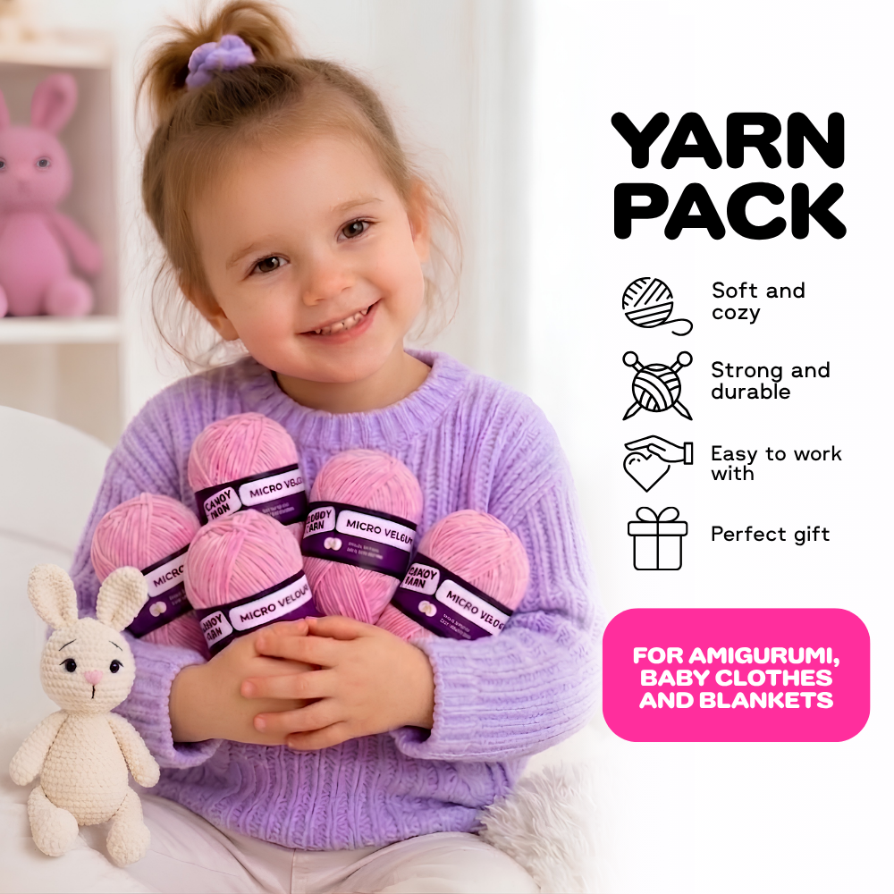 Candy-yarn Micro Velour, 5 Pack of 1.41 oz / 109 yds