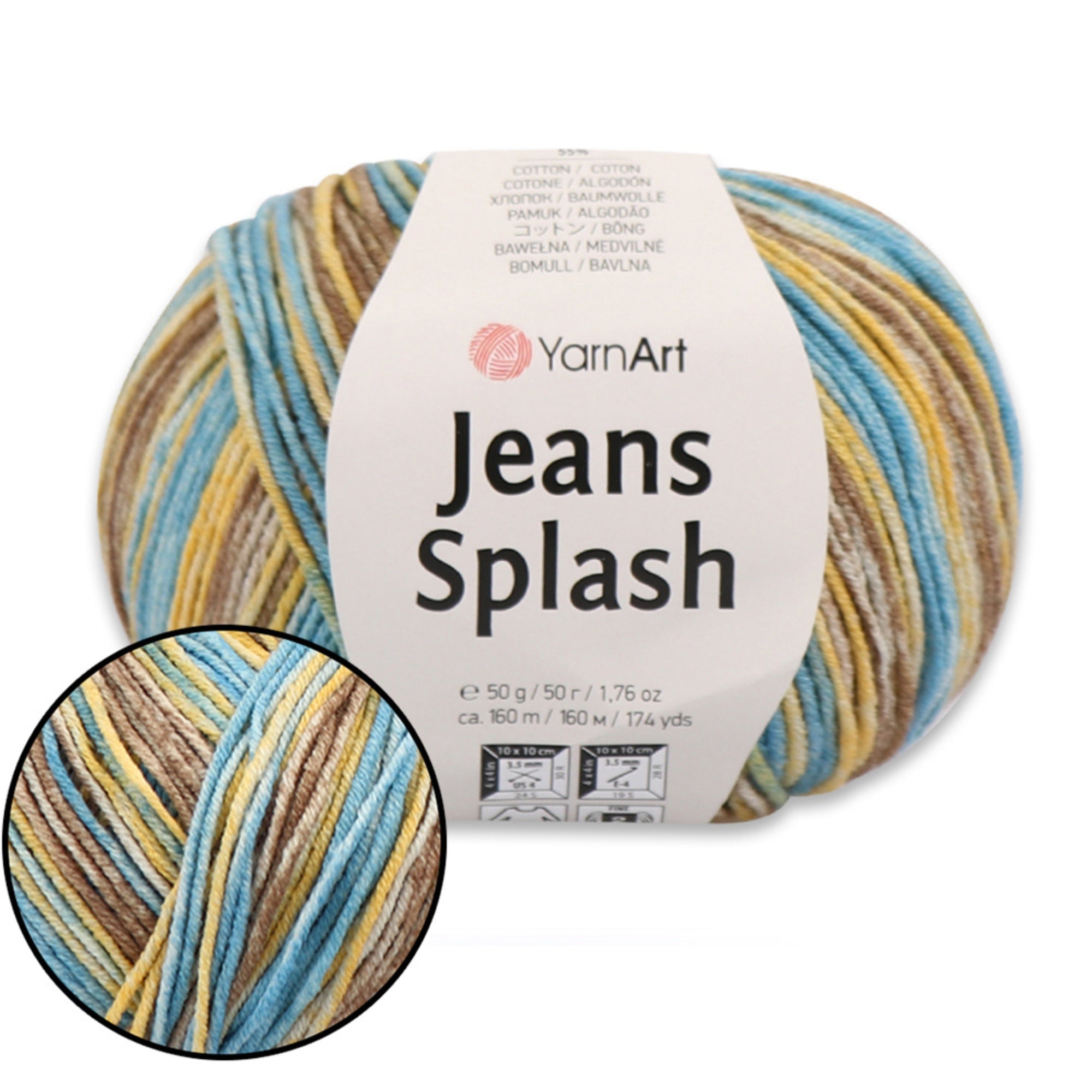 YarnArt Jeans Splash, 8 colors, 1.76 oz / 174 yds