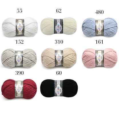 Alize Megafil Super Lana, 16 colors, 3.5 oz / 87 yds
