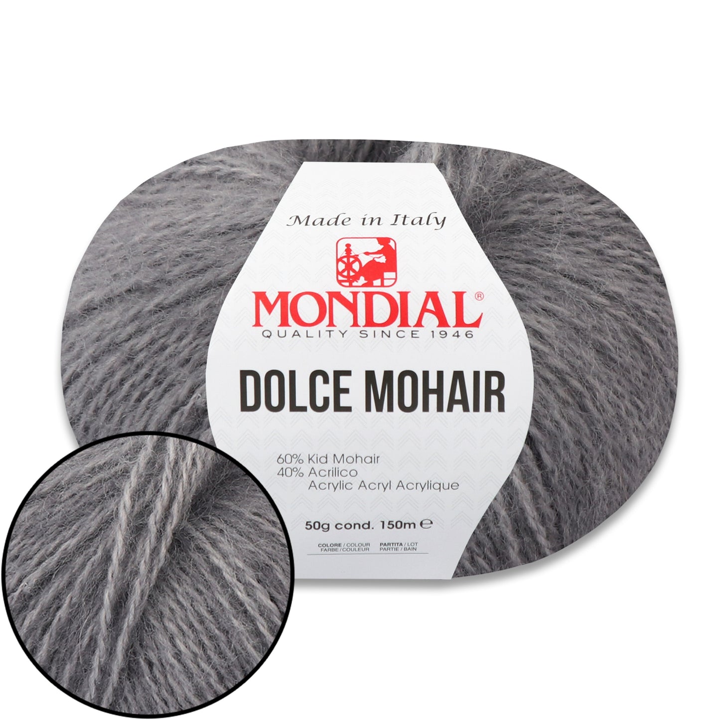 Mondial Dolce Mohair, 27 colors, 1.76 oz / 164 yds