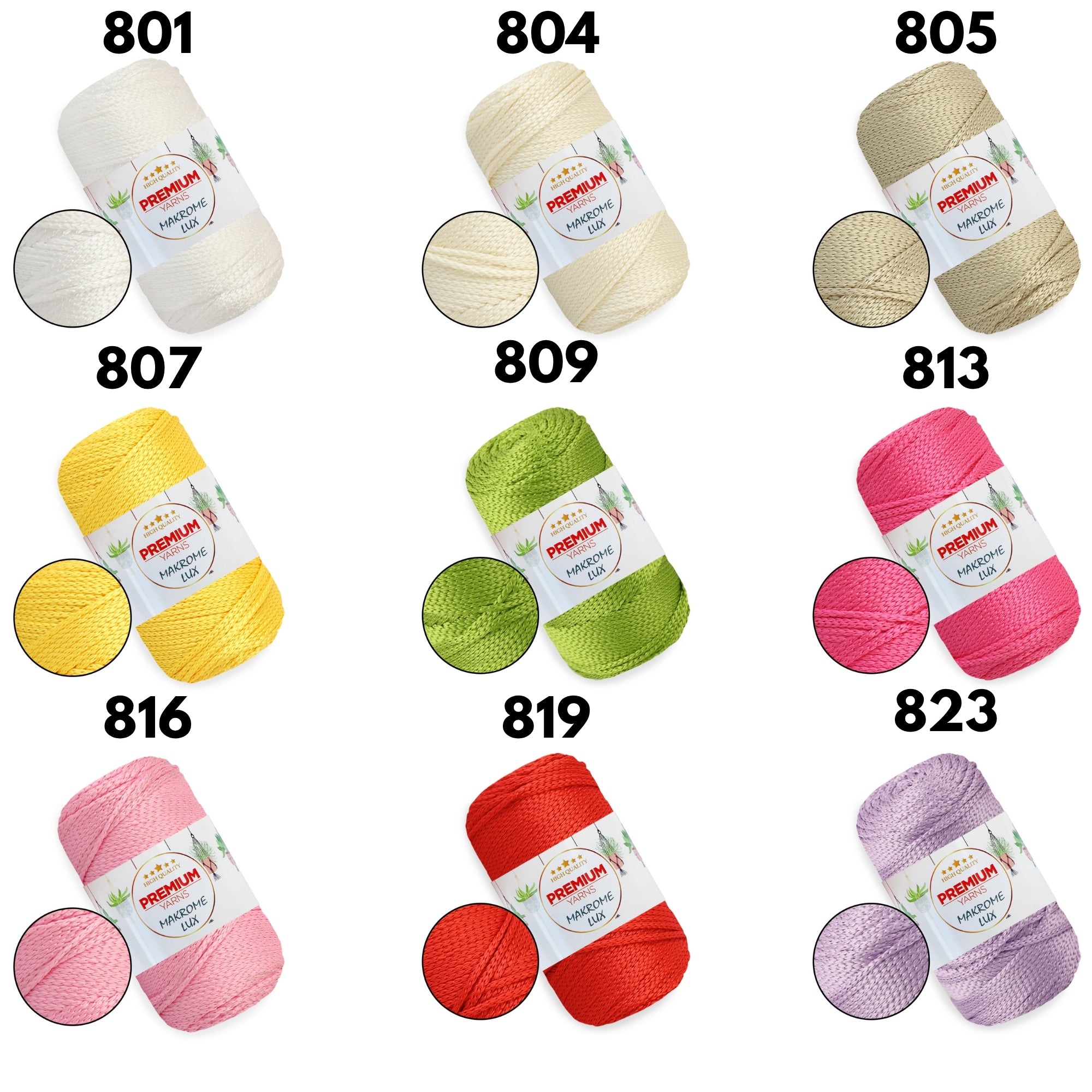 Premium Yarns Makrome Lux, 16 colors, 3.52 oz / 197 yds