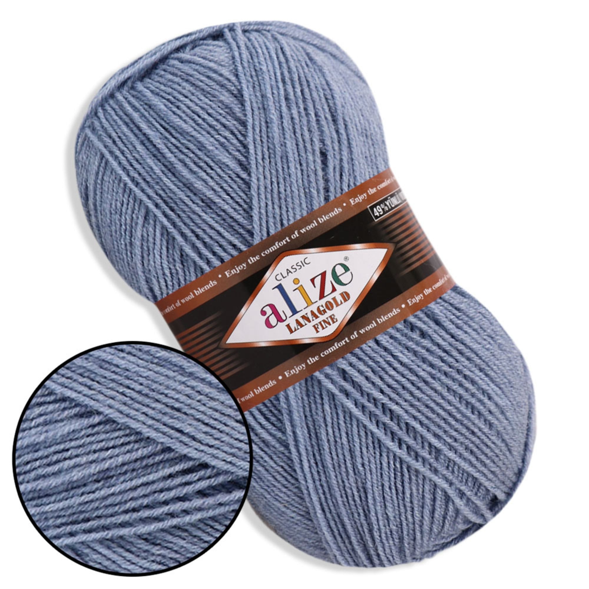 Alize LanaGold Fine, 31 colors, 3.53 oz / 426 yds