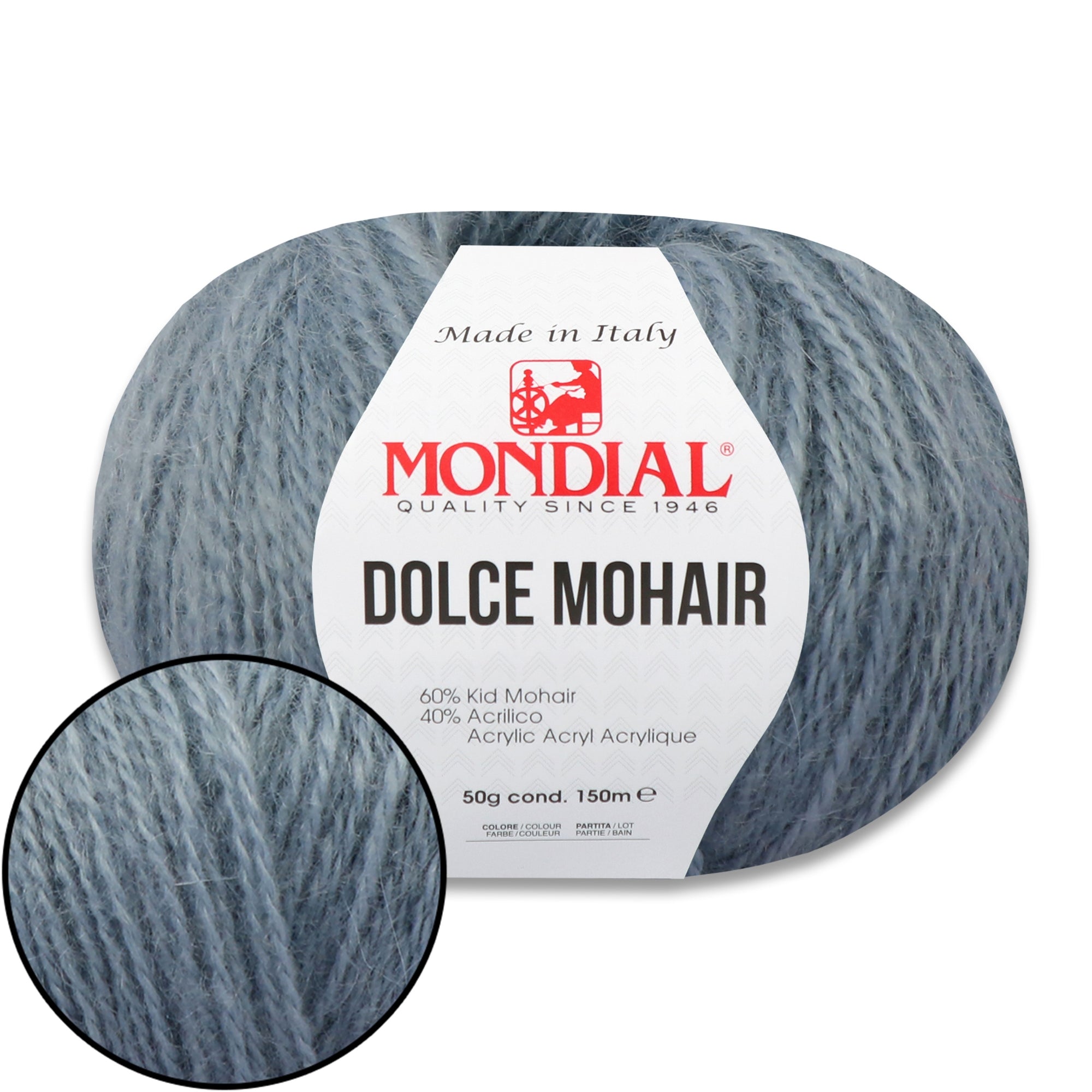Mondial Dolce Mohair, 27 colors, 1.76 oz / 164 yds