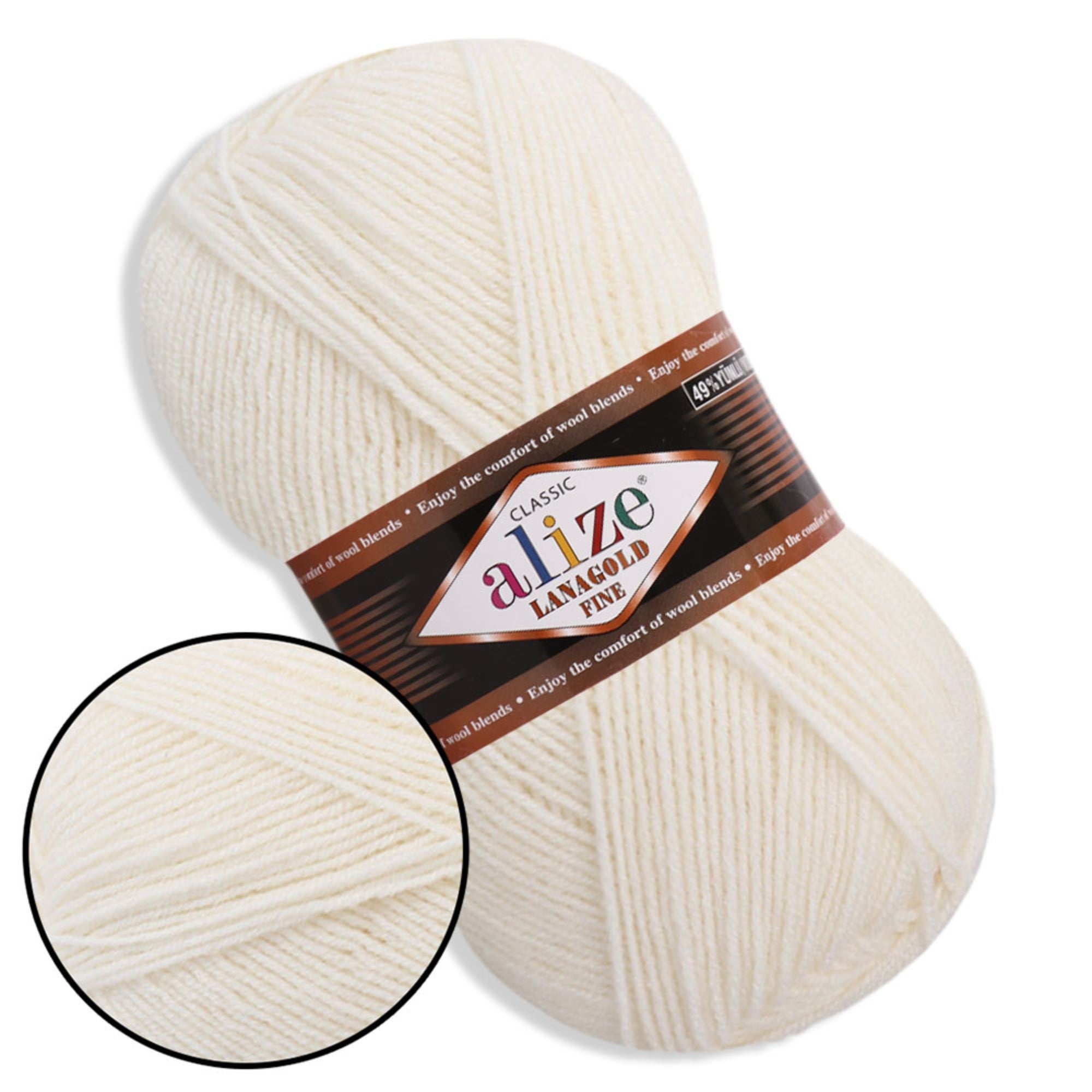 Alize LanaGold Fine, 31 colors, 3.53 oz / 426 yds