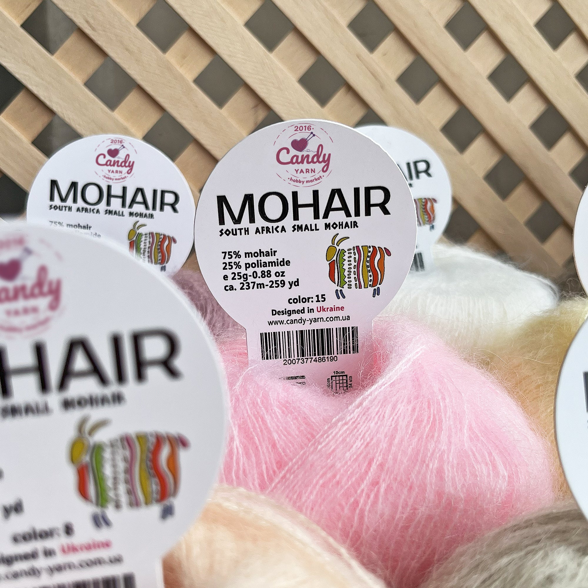 Candy-Yarn Mohair, 10 colors, 0.99 oz / 259 yards