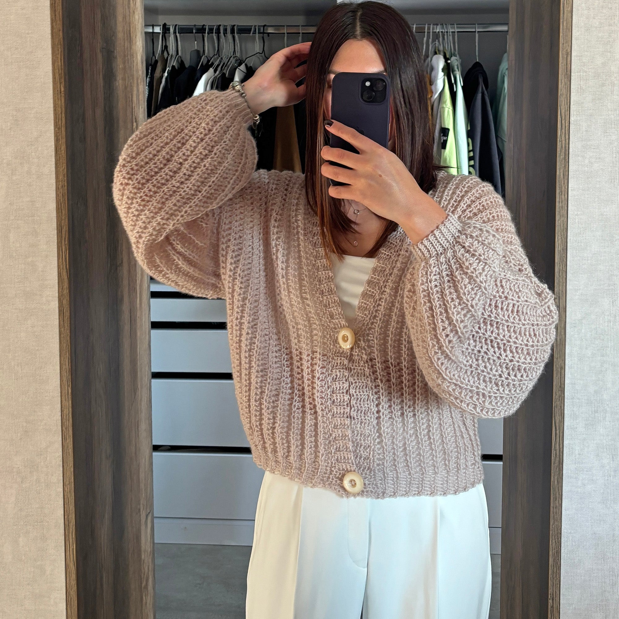 BLOW KISS CARDIGAN Crochet Pattern (skill level beginner)