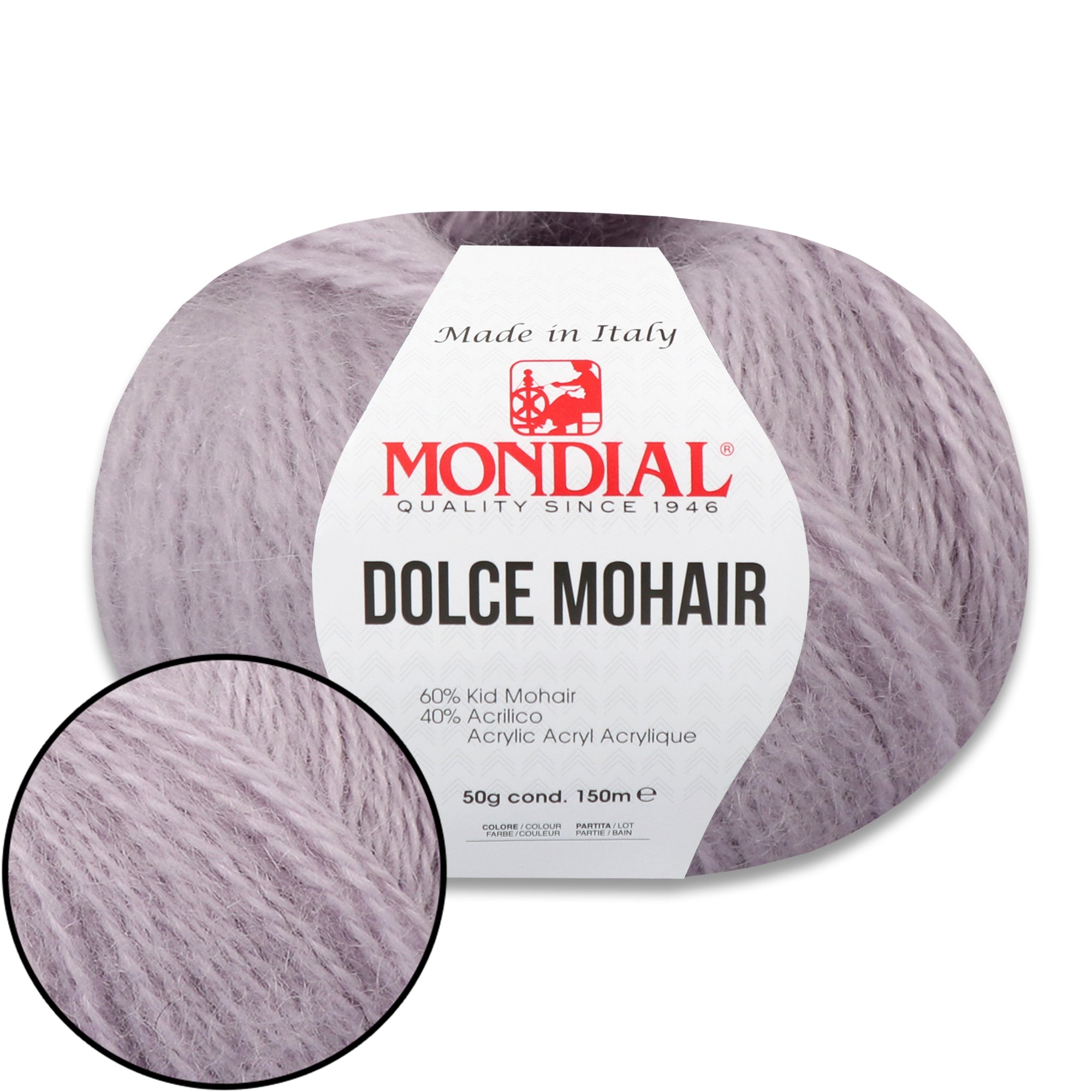Mondial Dolce Mohair, 27 colors, 1.76 oz / 164 yds