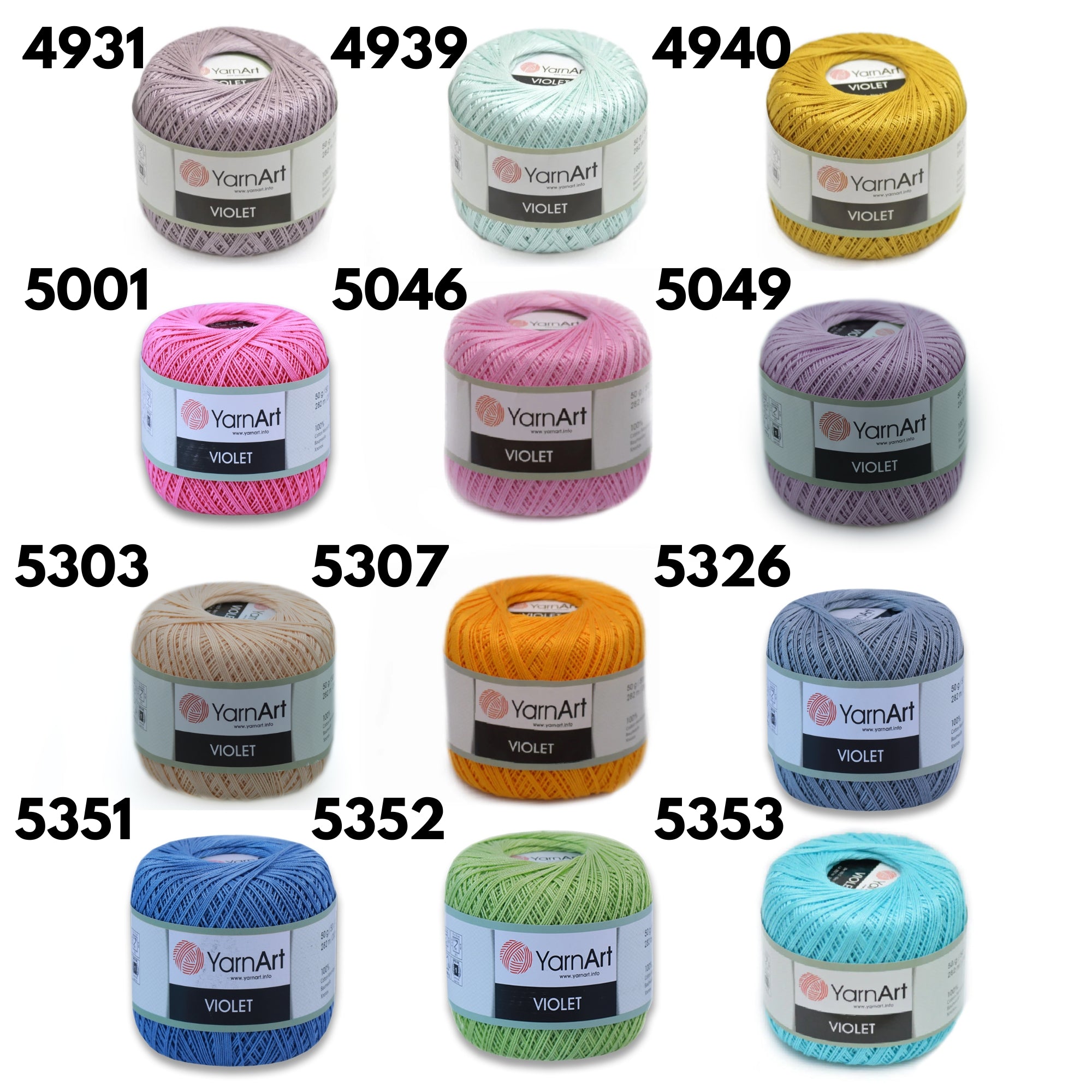 YarnArt Violet, 31 colors, 1.76 oz / 308 yds