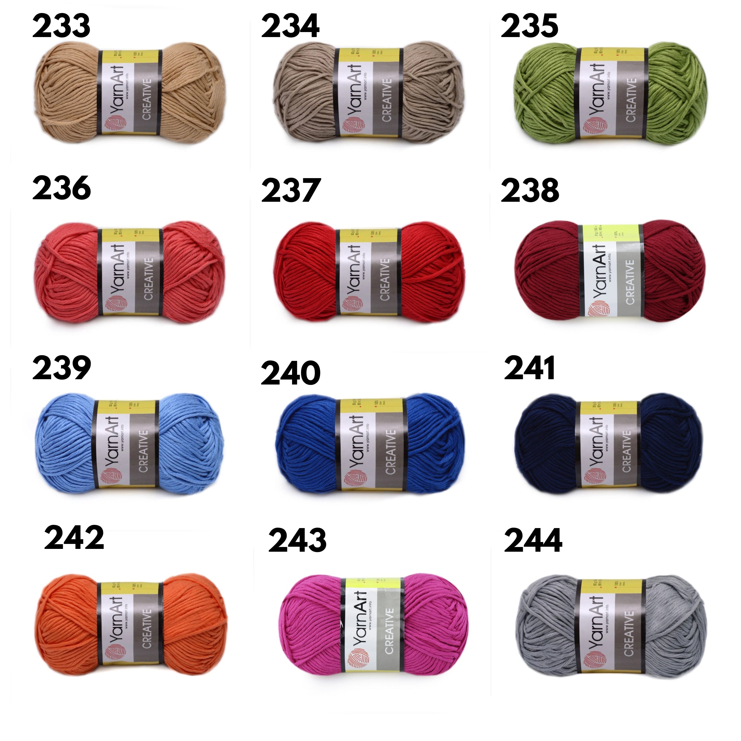 YarnArt Creative, 27 colours, 1.76 oz / 82 yds