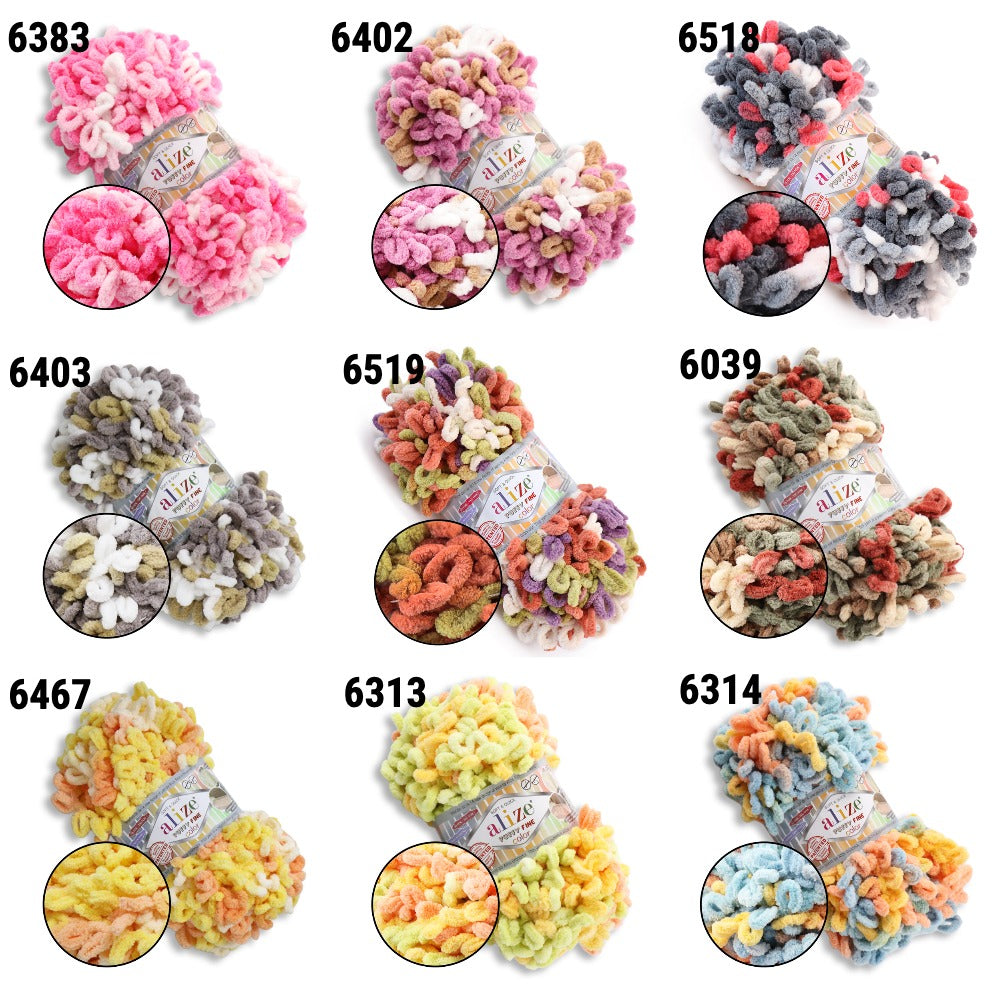 Alize Puffy Fine Color, 19 colors, 3.5 oz / 15.3 yds