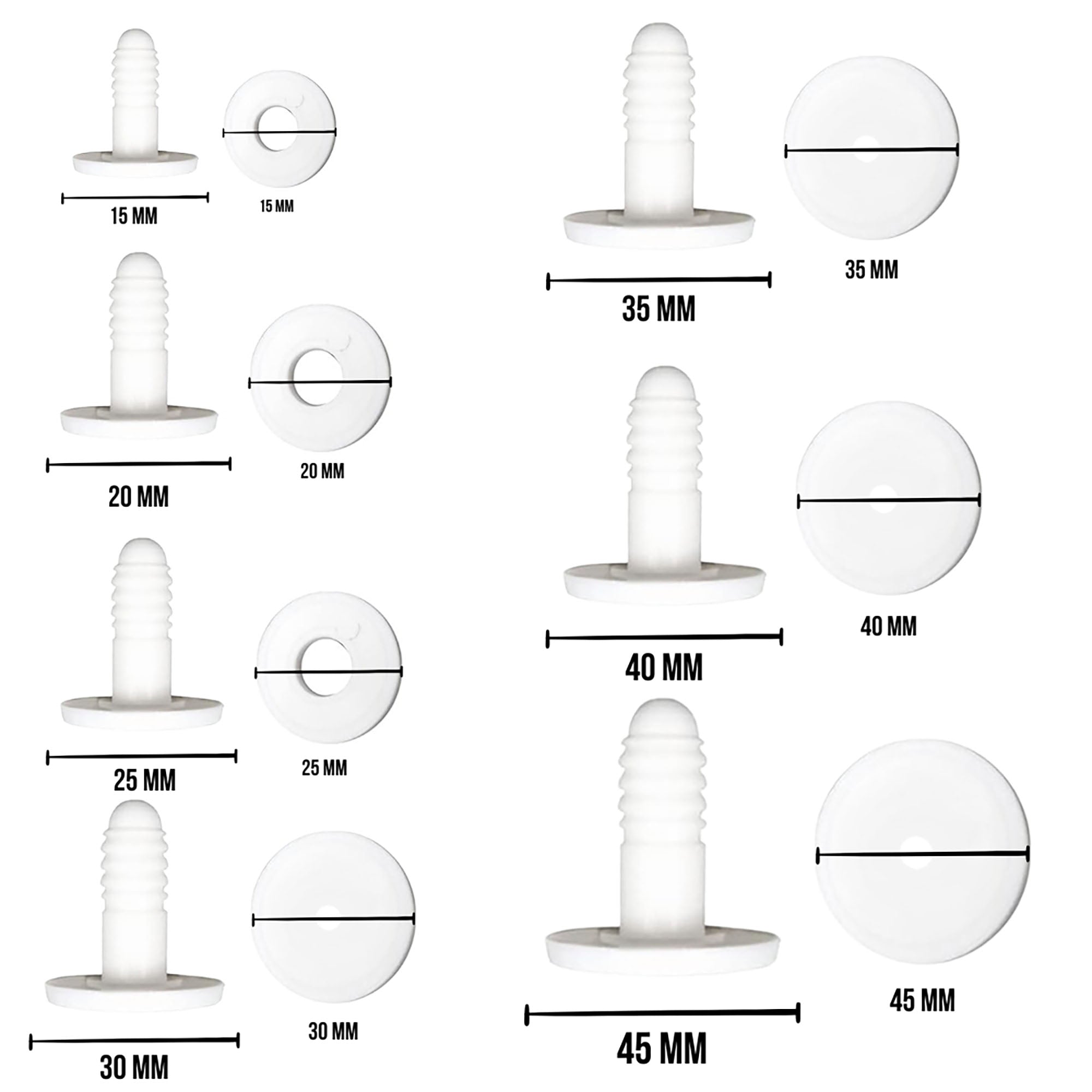 28 Set Doll Joints Assorted Size White Plastic Animal Joints Bear Making Accessories for Doll Making Limbs and Head Joints