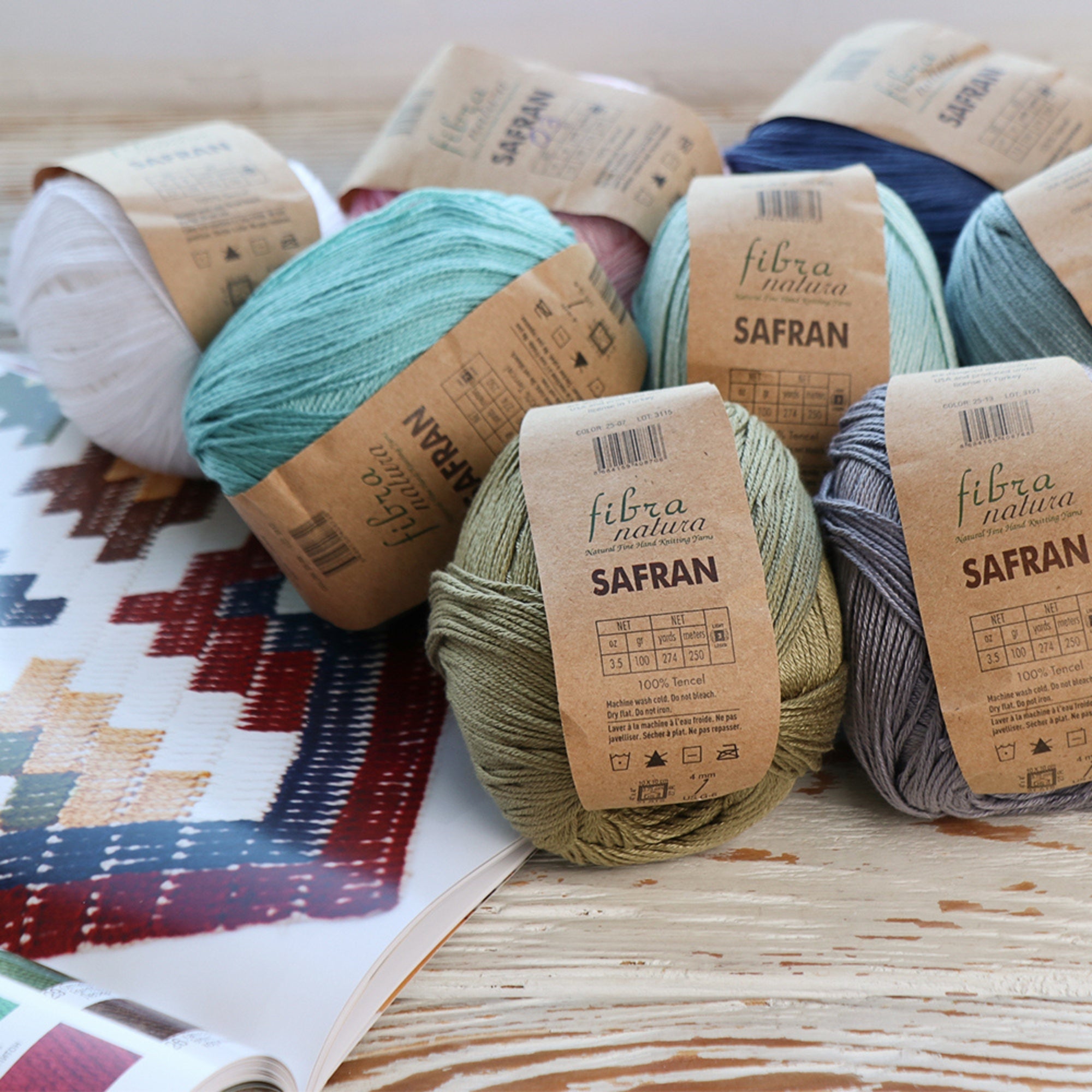 FibraNatura Safran, 8 colors, 1.76 oz / 175 yds