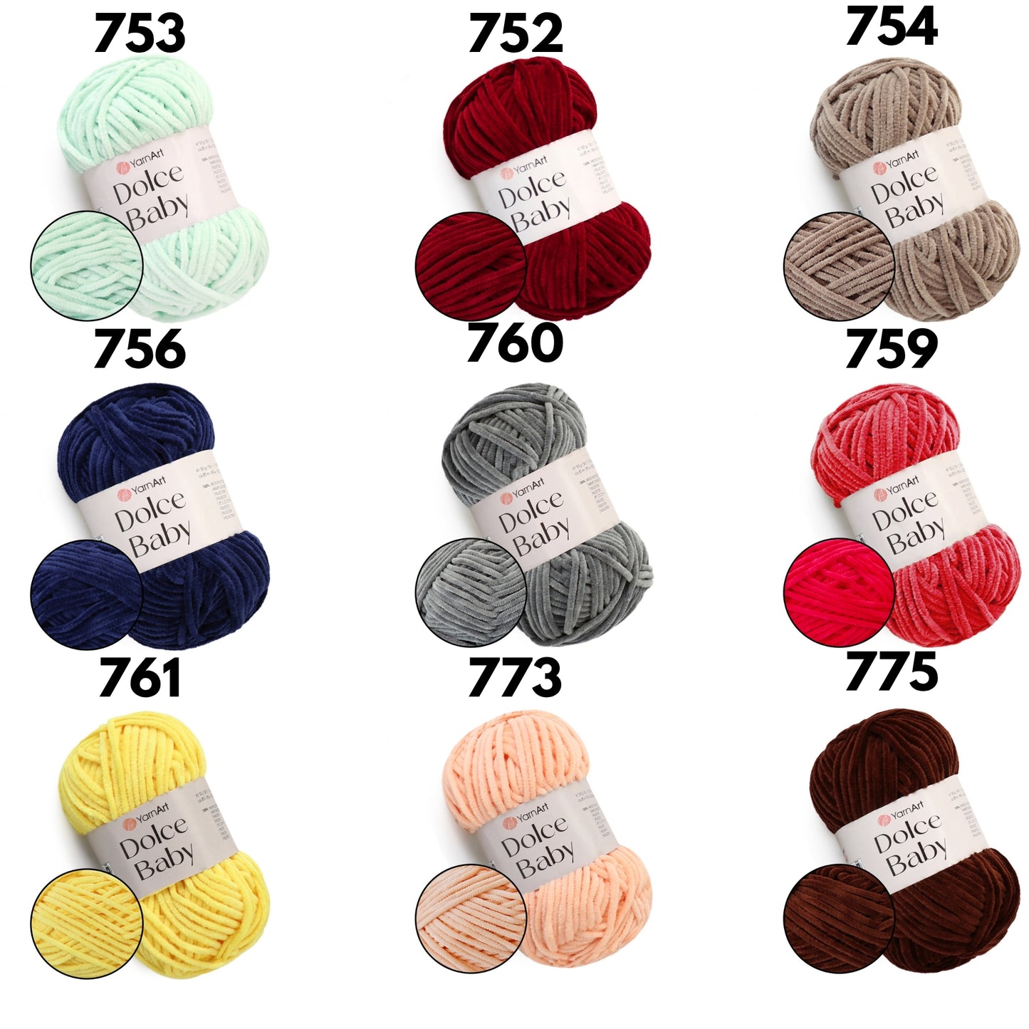 YarnArt Dolce Baby, 29 colors, 1.76 oz / 93 yds
