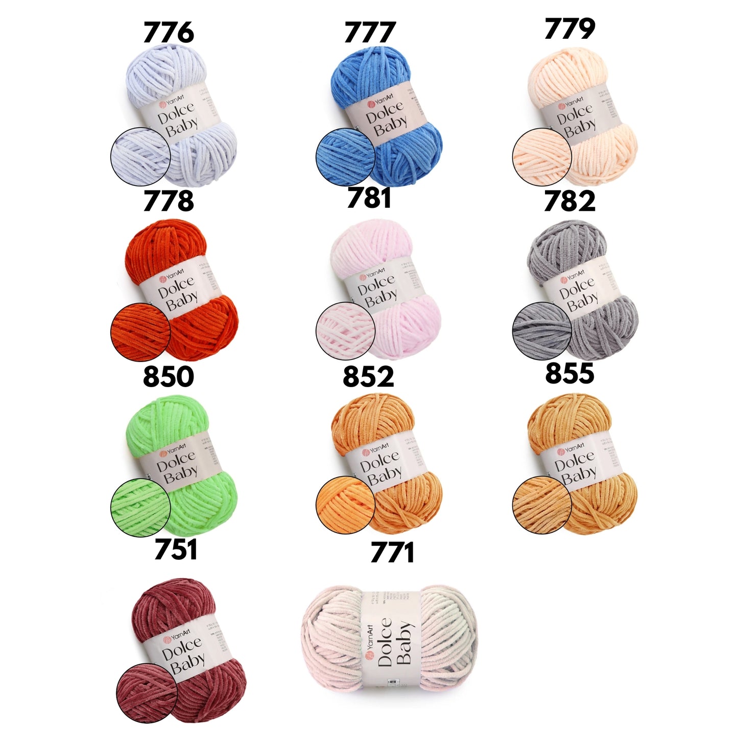 YarnArt Dolce Baby, 29 colors, 1.76 oz / 93 yds