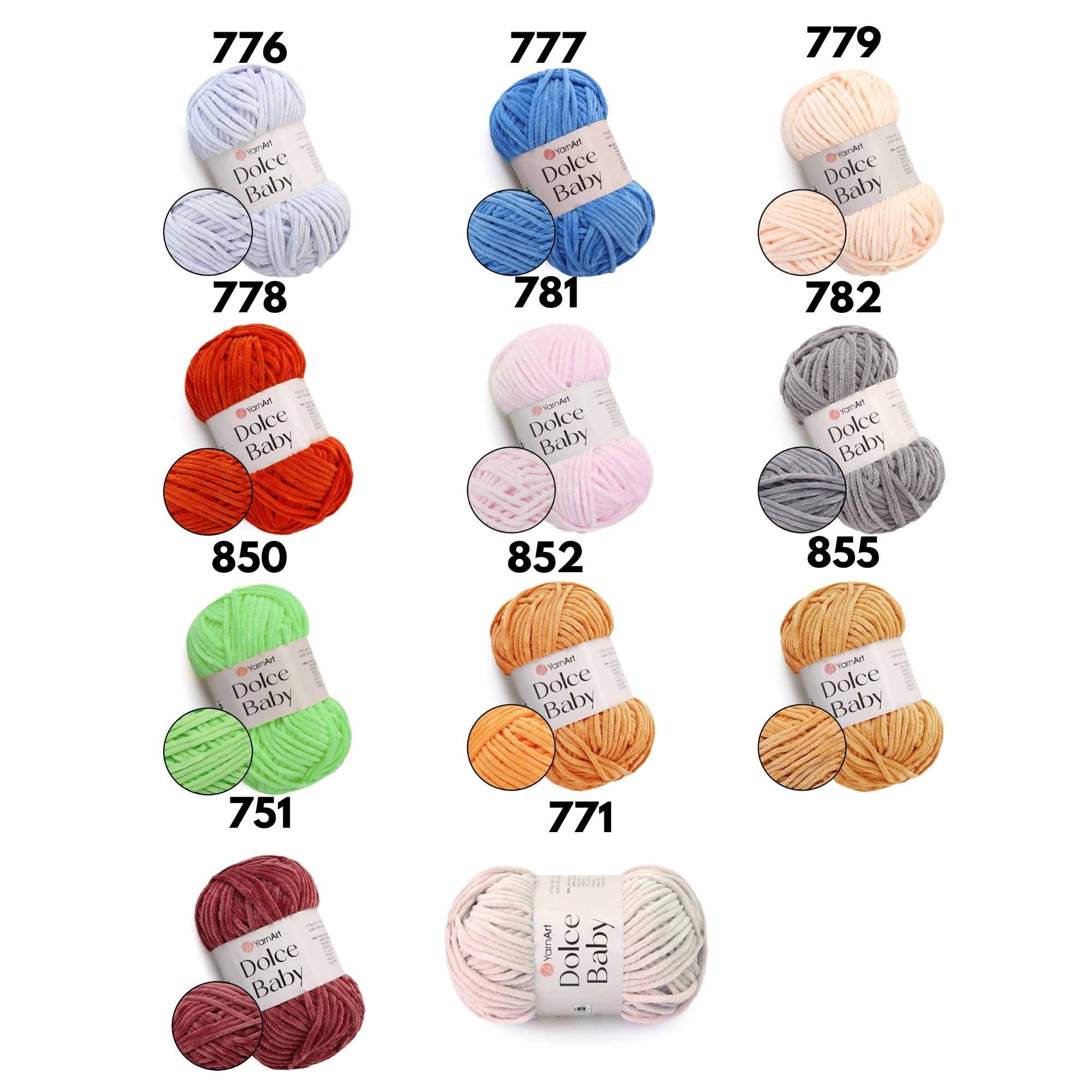 YarnArt Dolce Baby, 29 colors, 1.76 oz / 93 yds